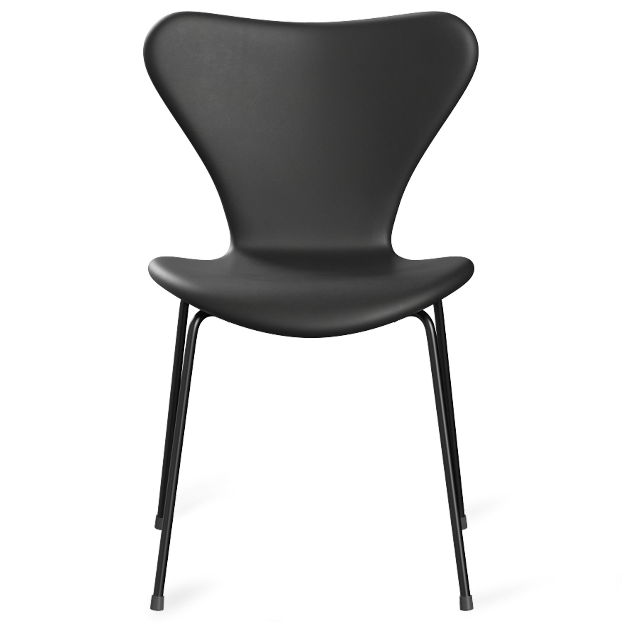 Fritz Hansen - Sjuan 3107 stol helklädd black / essential black - Matstolar - Arne Jacobsen - Svart - Läder/Metall/Trä | Möbler - Stolar Och Pallar - Matstolar | Möbelexperten