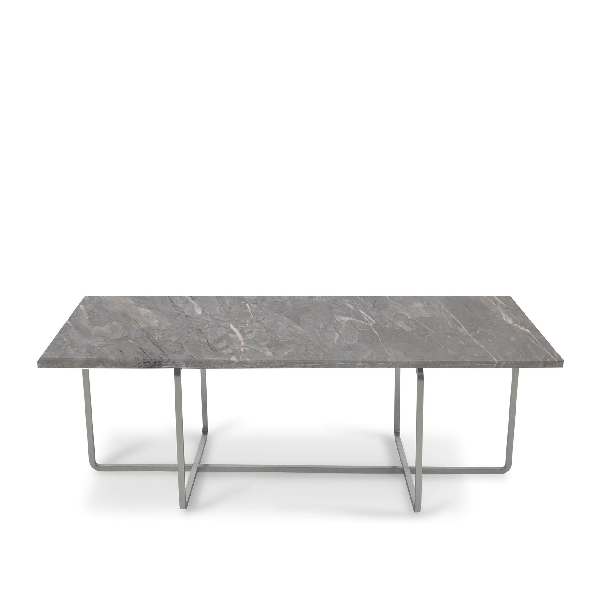 ox denmarq - ninety table high stainless steel frame top grey marble - soffbord - dennis marquart - grå - metall/sten