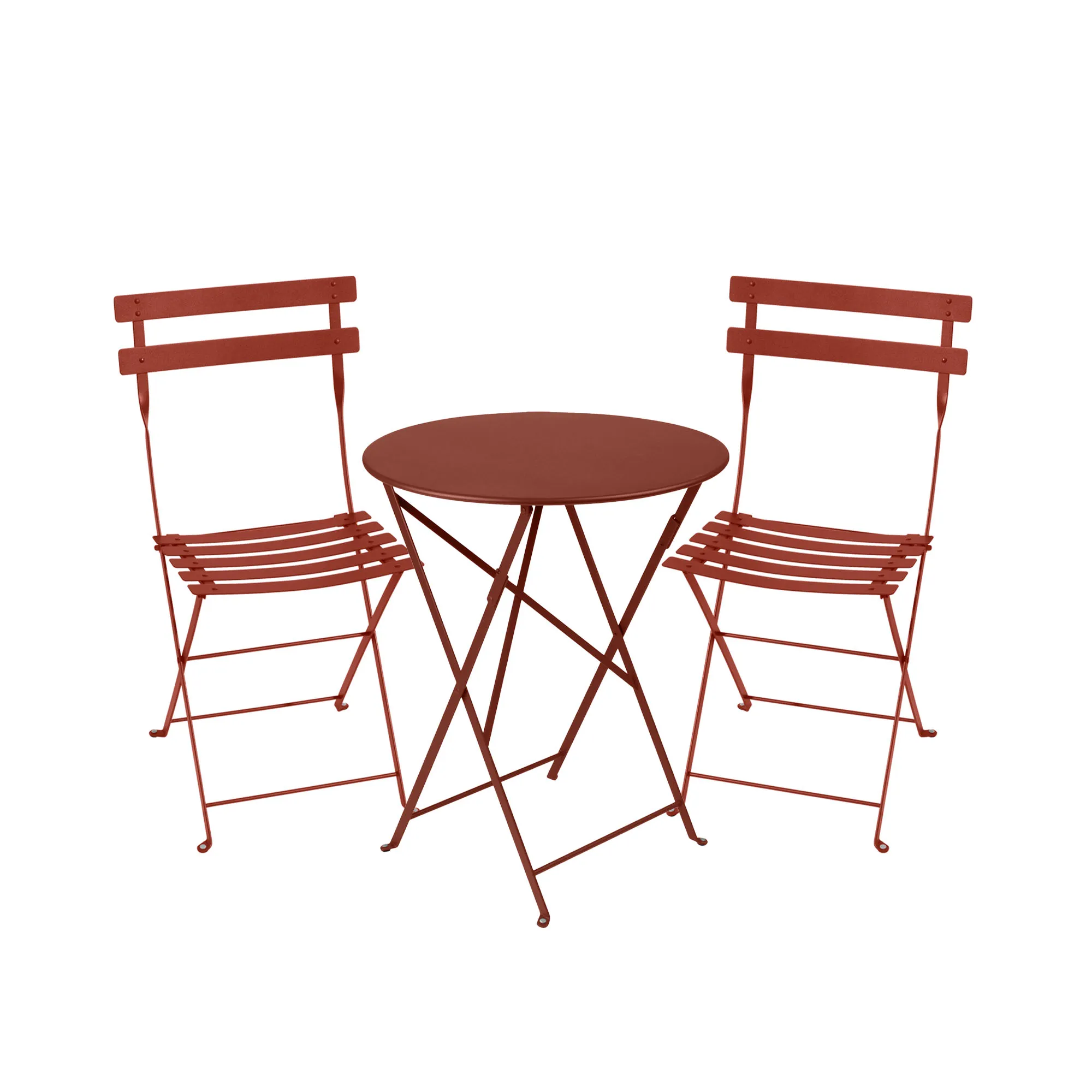 Bistro matgrupp Ø60cm & 2 metall stolar