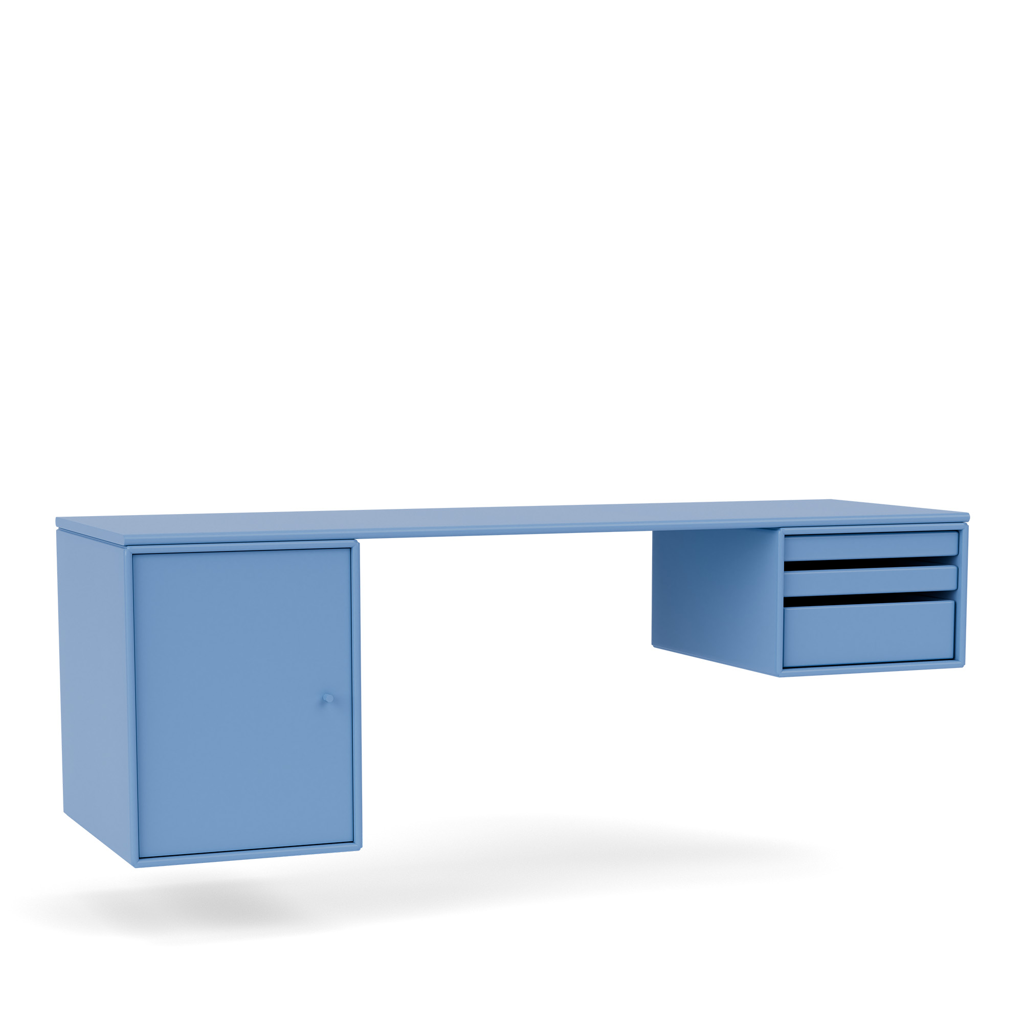 montana - workshop work desk 154-azure 04 suspension rails - skrivbord - peter j. lassen - blå - trä