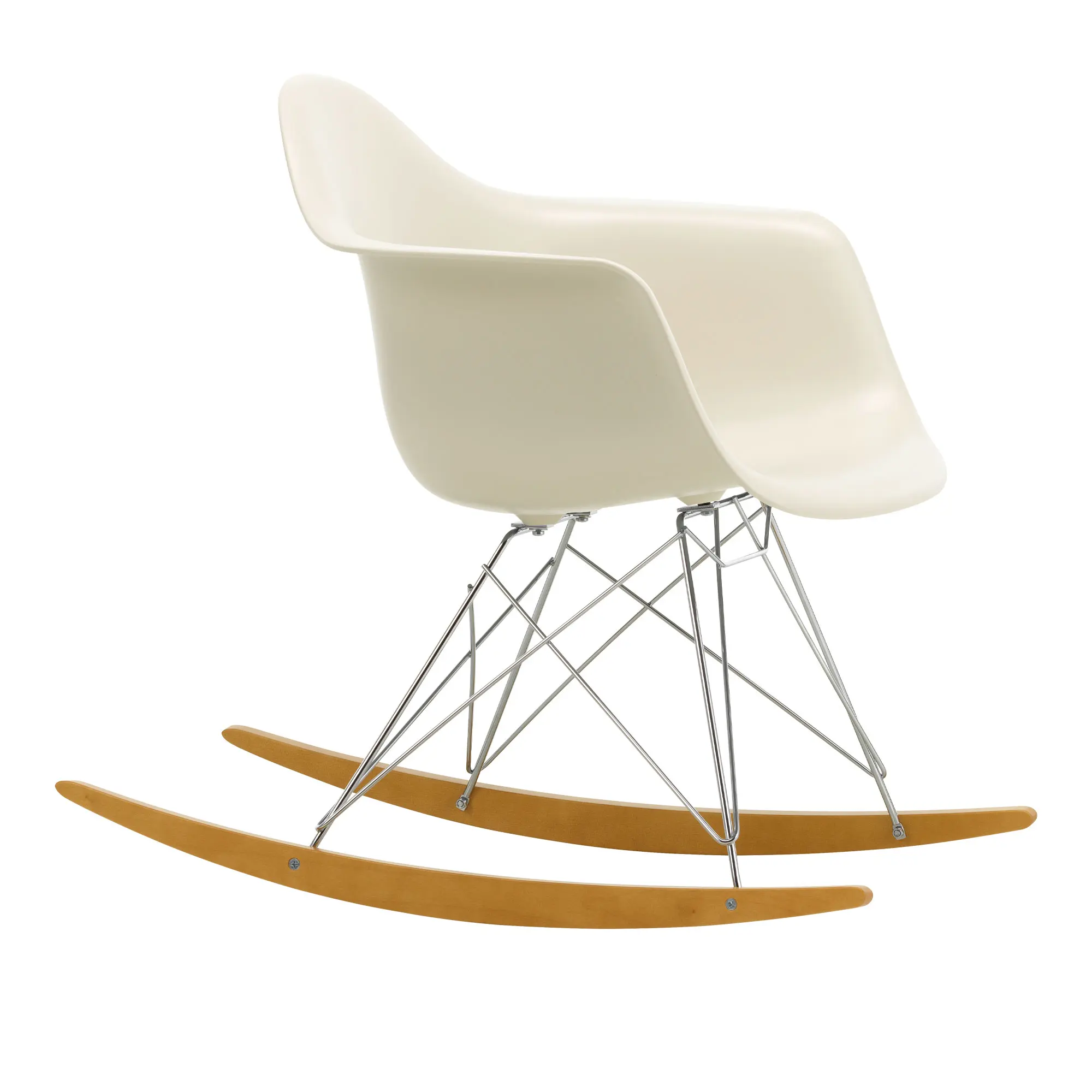 Eames RE Plastic Armchair RAR gungstol Chrome/Golden Maple