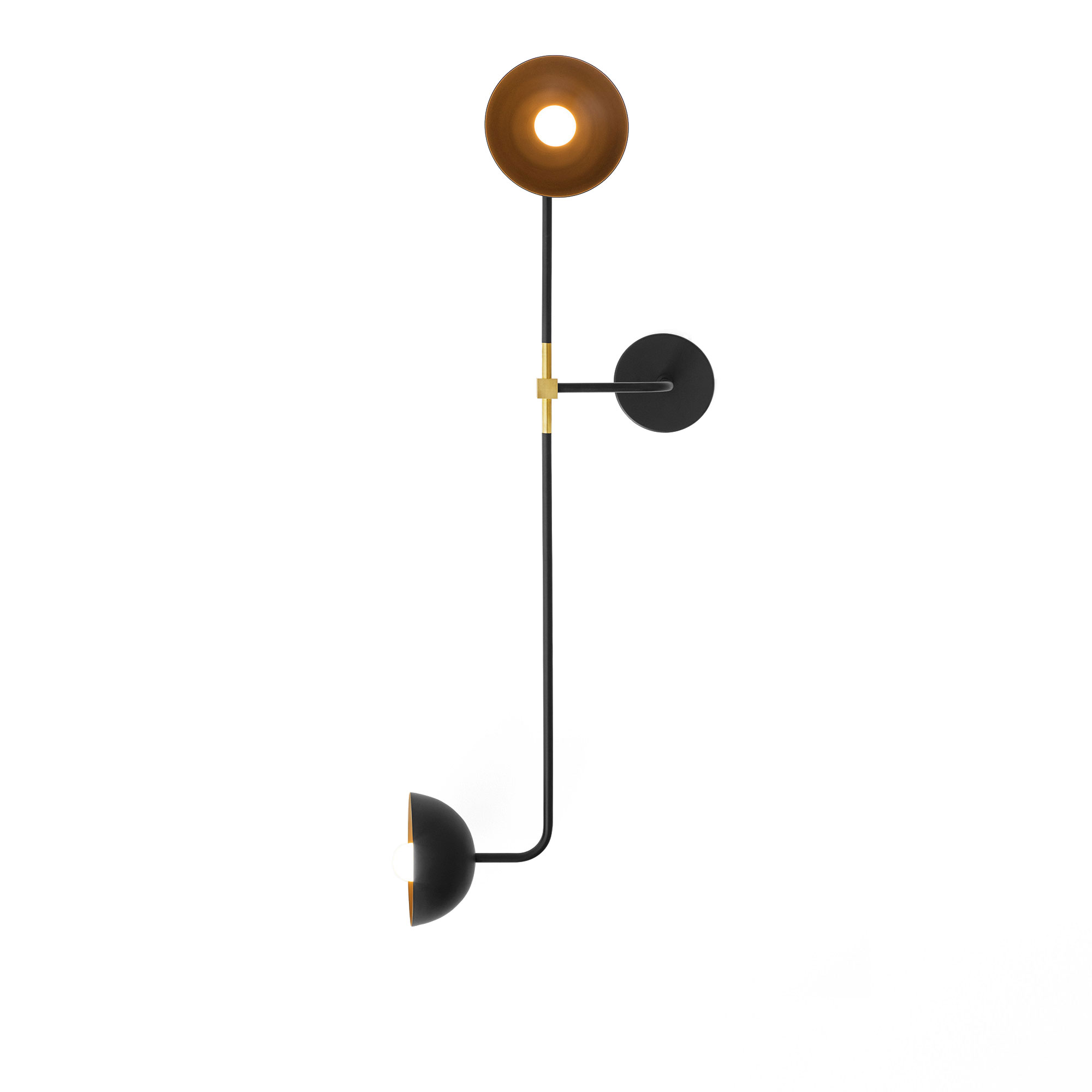 Lambert & Fils - Beaubien Wall Double Shade, Reversed, Black, Brass hardware - Vägglampor - Svart