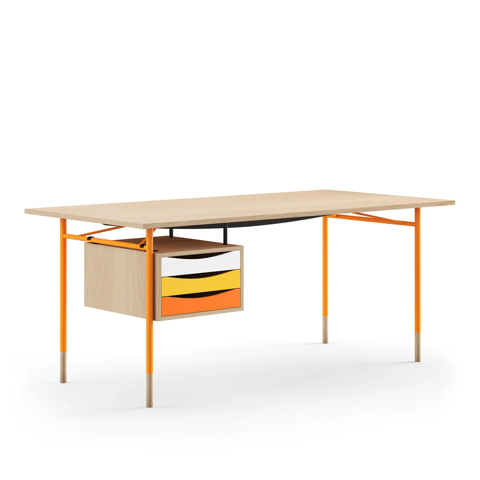 Nyhavn skrivbord 190 cm Warm med lådor Orange