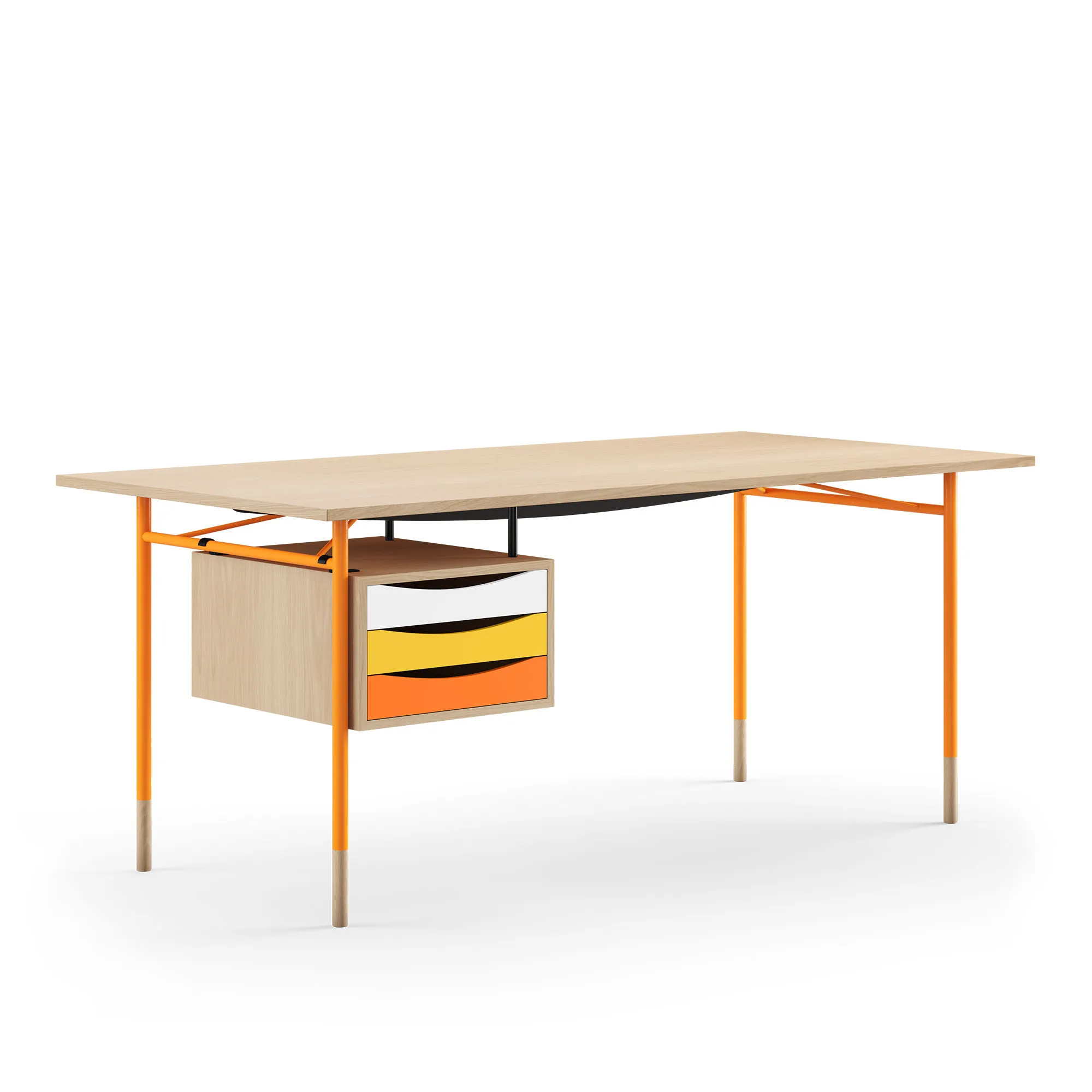 Nyhavn skrivbord 190 cm Warm med lådor Orange