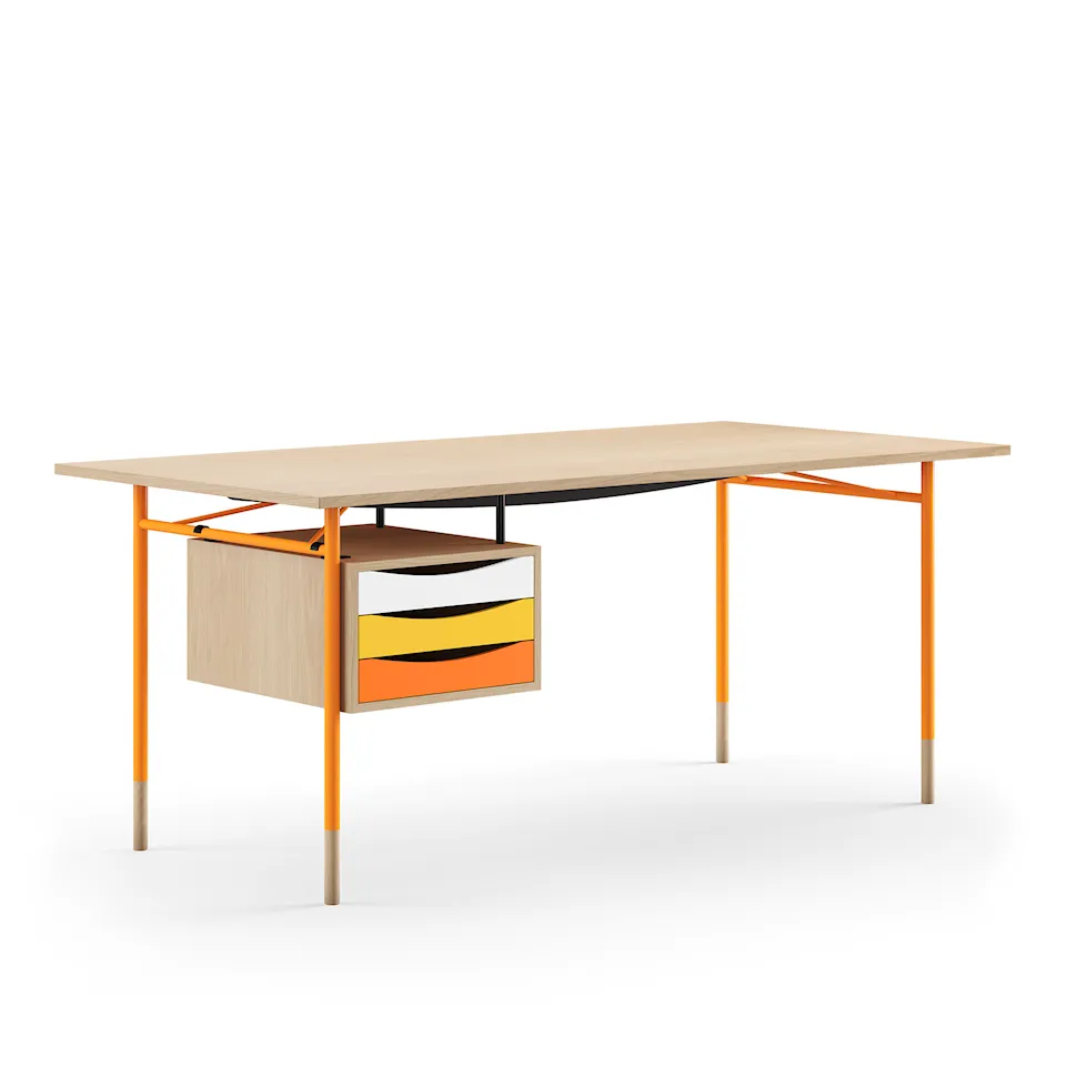 Nyhavn skrivbord 190 cm Warm med lådor Orange