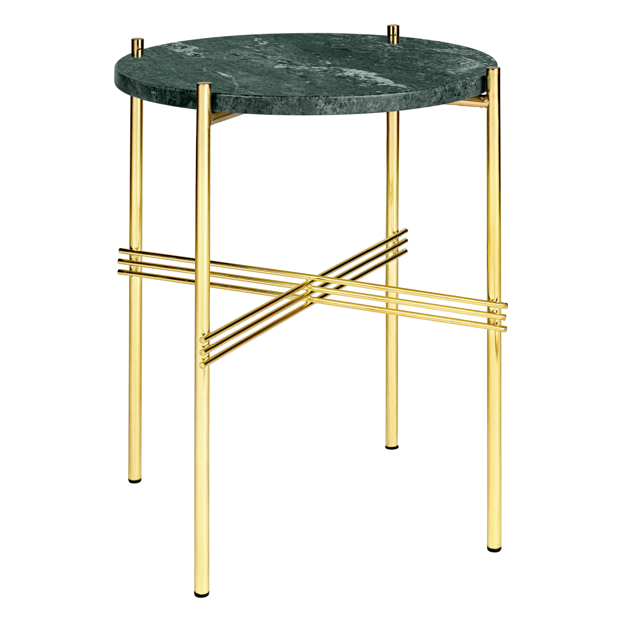 Gubi - TS Soffbord Ø 40 H. 51, Top: Verde Guatemala Marble, Base: Brass - Soffbord - GamFratesi - Grön - Metall/Sten