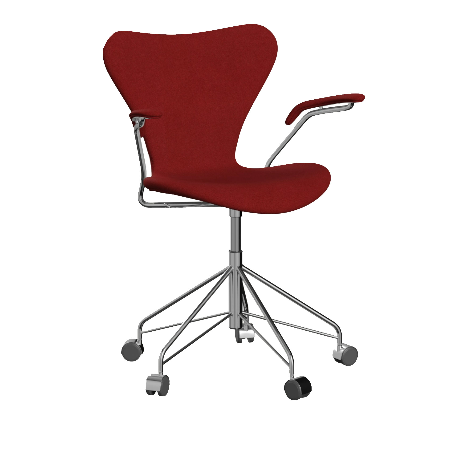 fritz hansen - 3217 sjuan - helklädd, tyg, tonus 207 - kontorsstolar - arne jacobsen - orange