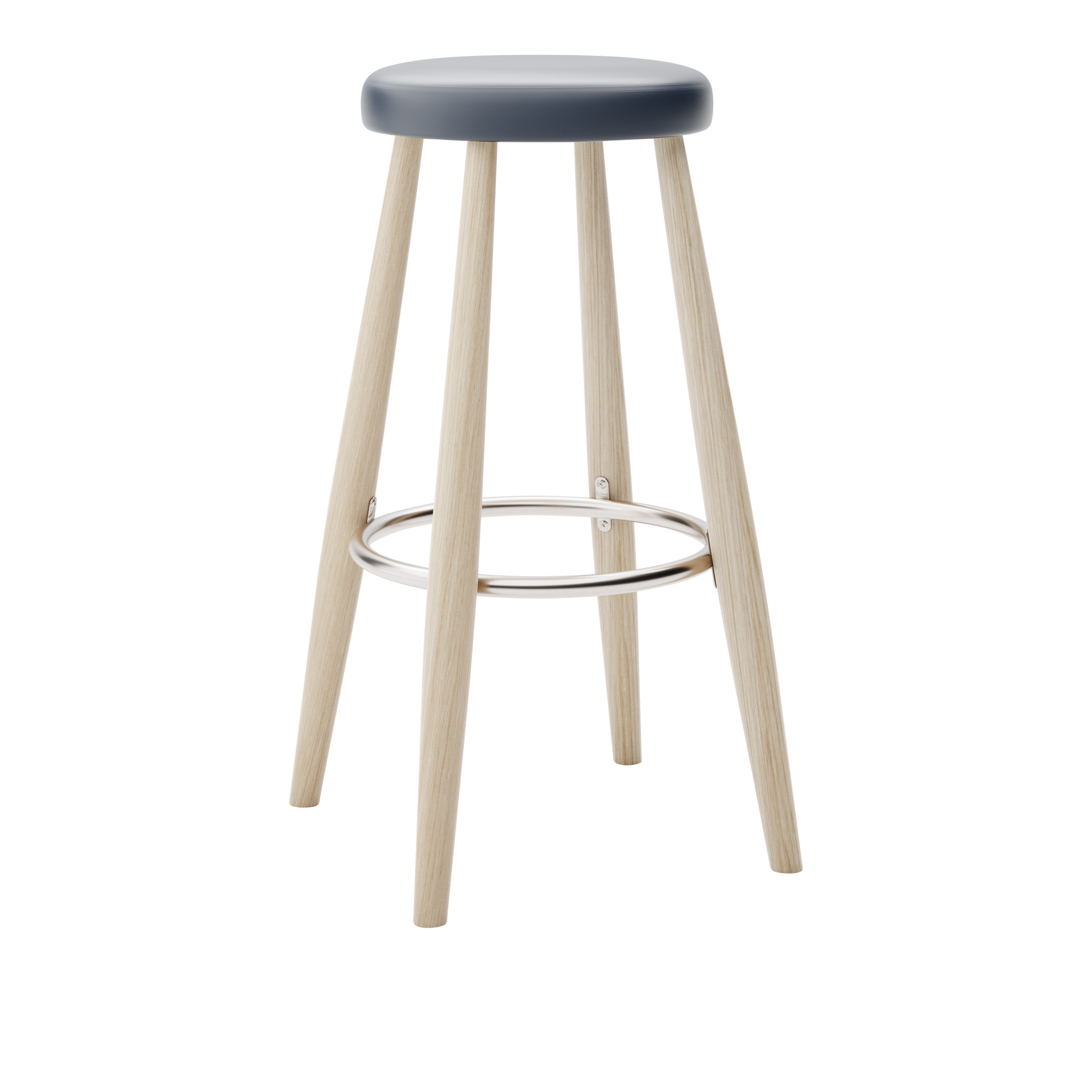 carl hansen - ch56 high stool, tvålad ek, lädergrupp b thor - 350 - barstolar - hans j. wegner - träfärgad - läder/metall/trä