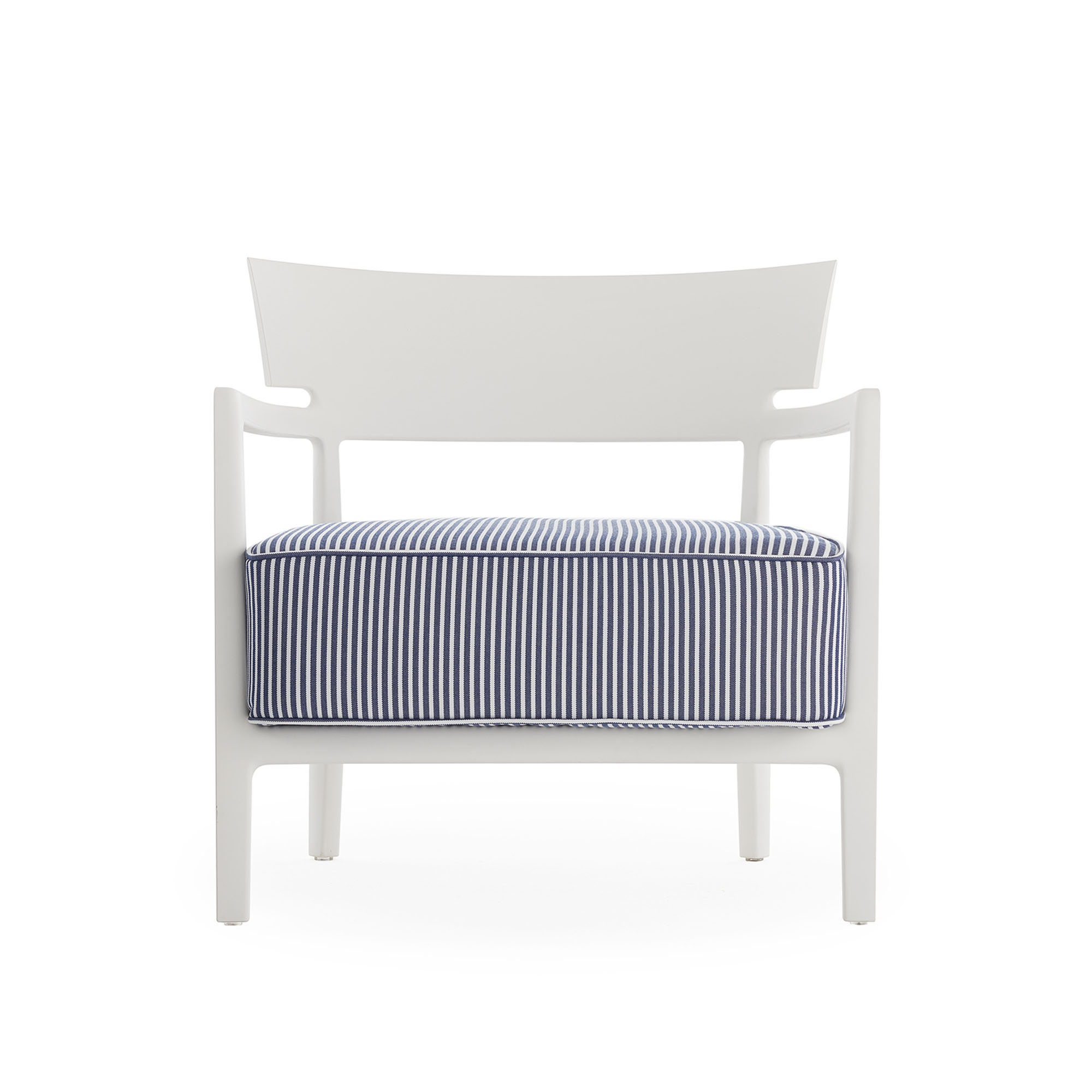 Kartell - Cara Mat Outdoor White/Blue - Fåtöljer utomhus - Philippe Starck - Blå - Textilmaterial/Plast | Utemöbler - Loungemöbler - Fåtöljer Utomhus | Möbelexperten