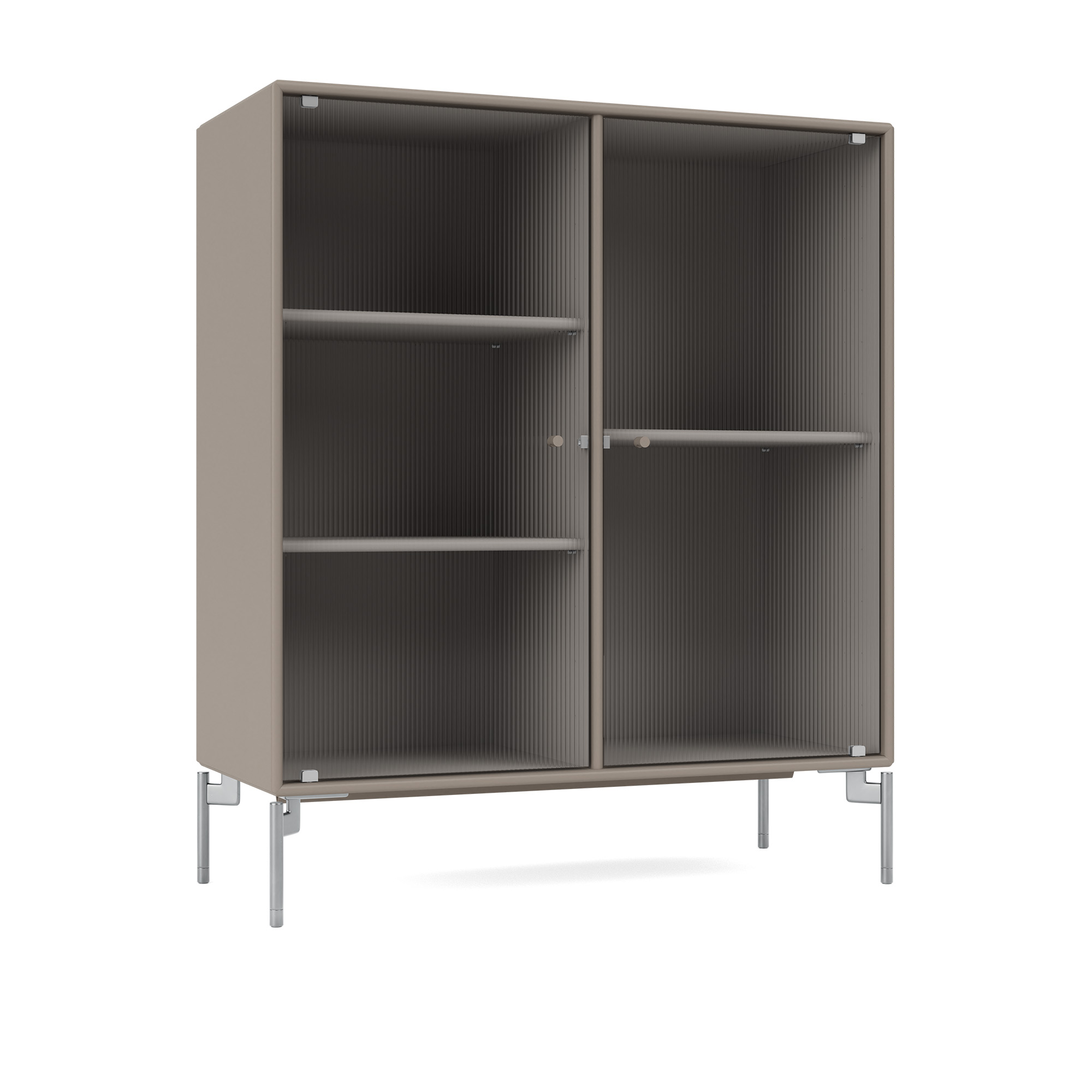 montana - ripple ii – vitrine cabinet 141-truffle matt chrome - skåp och vitrinskåp - peter j. lassen - beige - trä