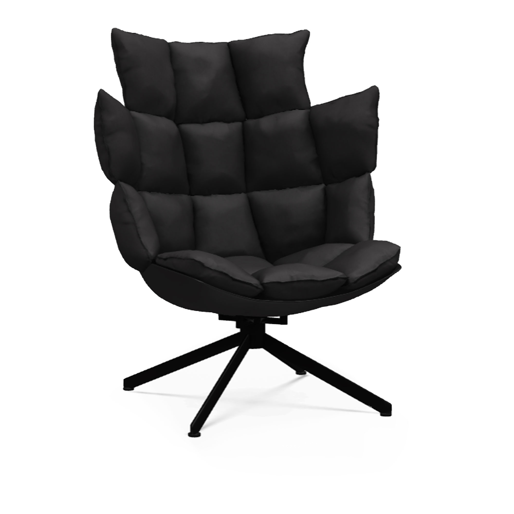 B&B Italia - Husk H3G Leather Kappa Kasia 153 - Snurrfåtöljer - Patricia Urquiola - Svart - Läder/Metall/Syntetiskt