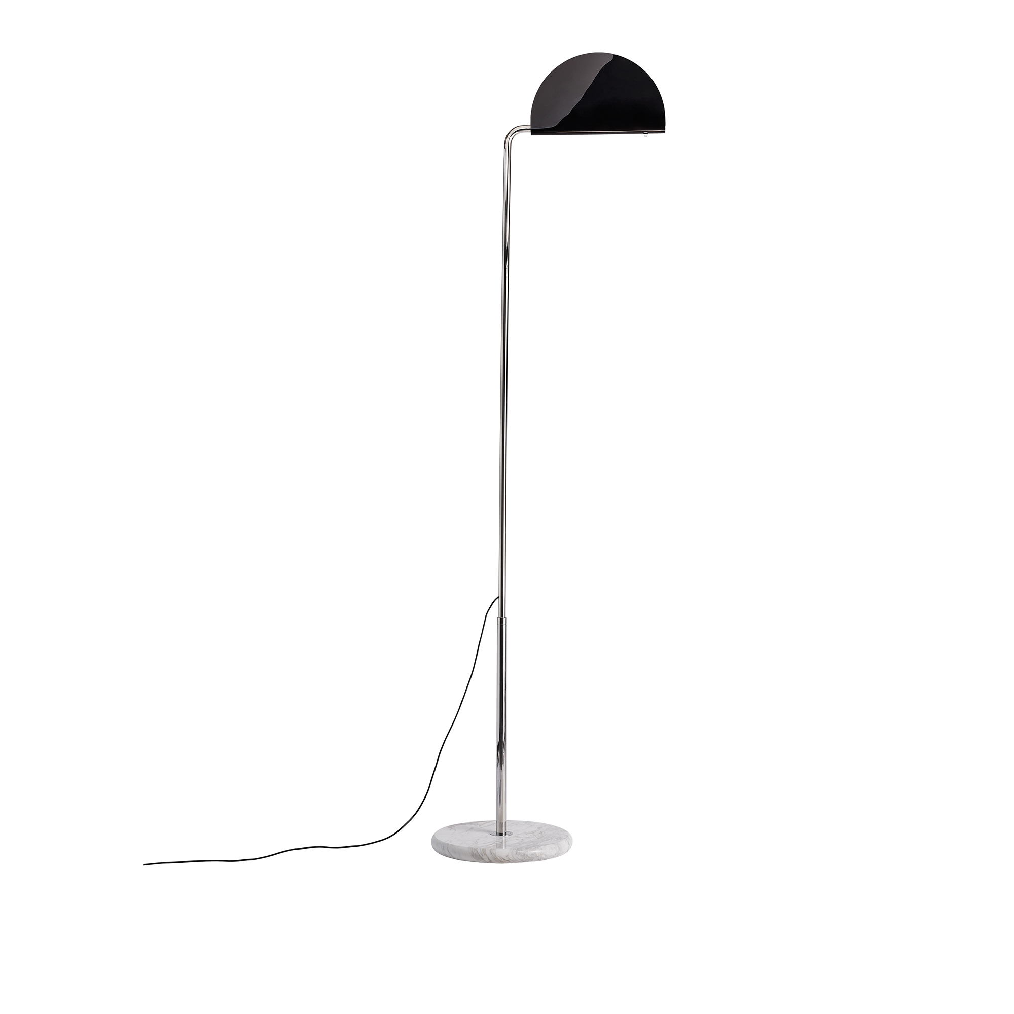 DCWéditions - Mezzaluna Floor lamp Ø34 cm H221 cm – White Marble & Black Head - Läslampor - Bruno Gecchelin - Svart | Belysning - Golvlampor - Läslampor | Möbelexperten