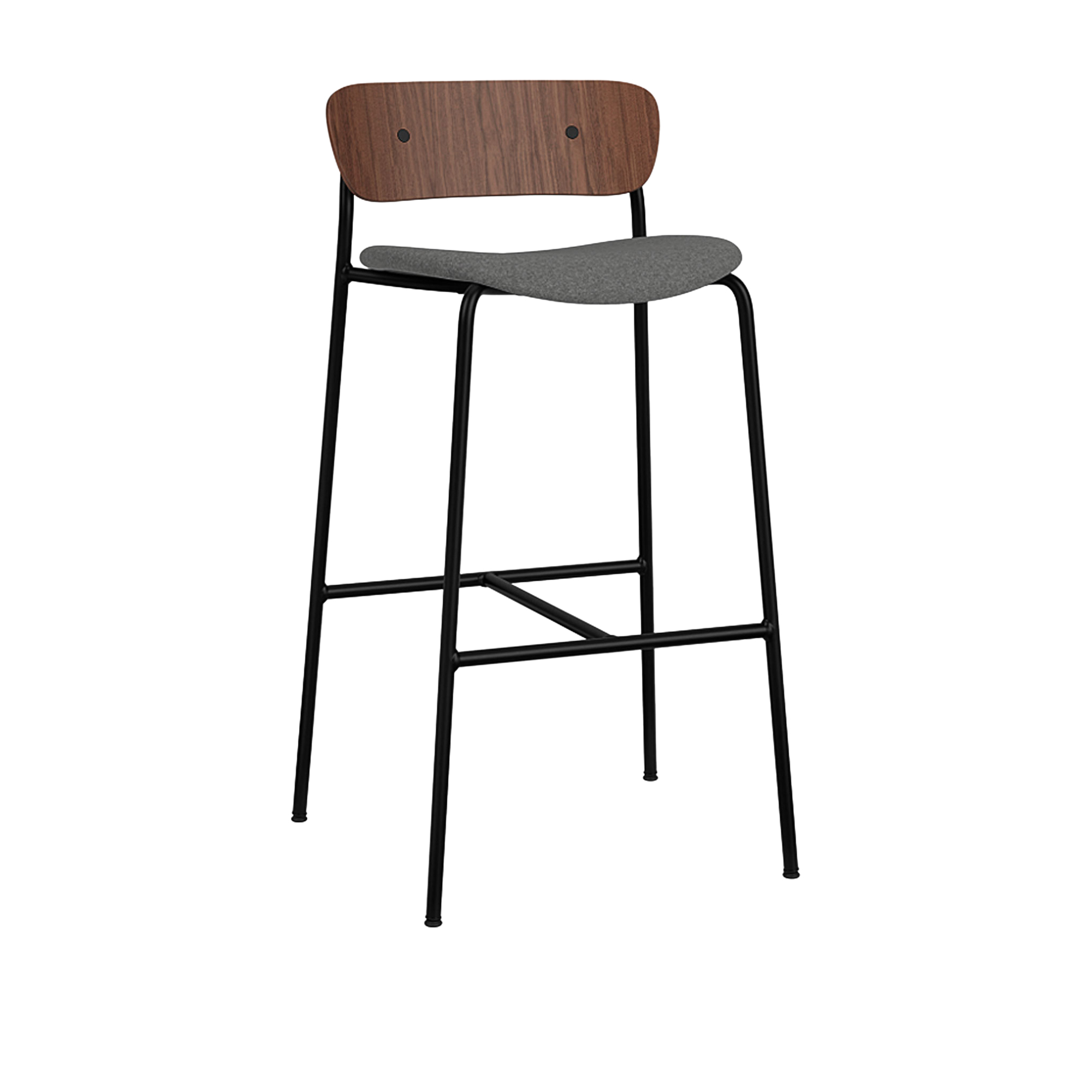 &Tradition - Pavilion AV10 - Lacquered Walnut - Fabric cat.2 - Divina Melange 3 170 - Barstolar & barpallar - Anderssen & Voll - Metall/Trä