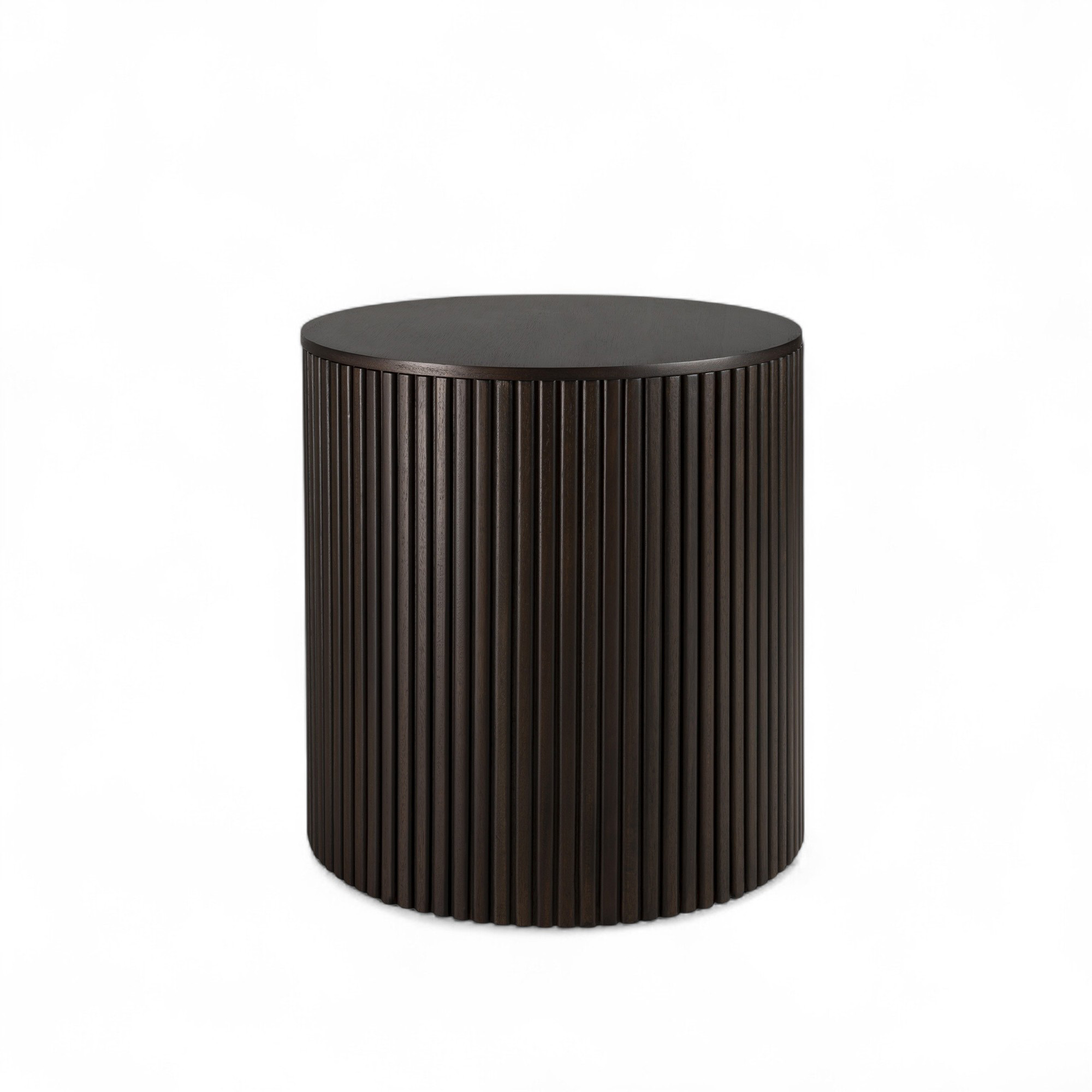 Ethnicraft - Roller Max Side Table - Varnished Mahogany - Dark Brown - Round - Removable Cover -40 x 40 cm - Sidebord - Alain Van Havre - Brun - Tre