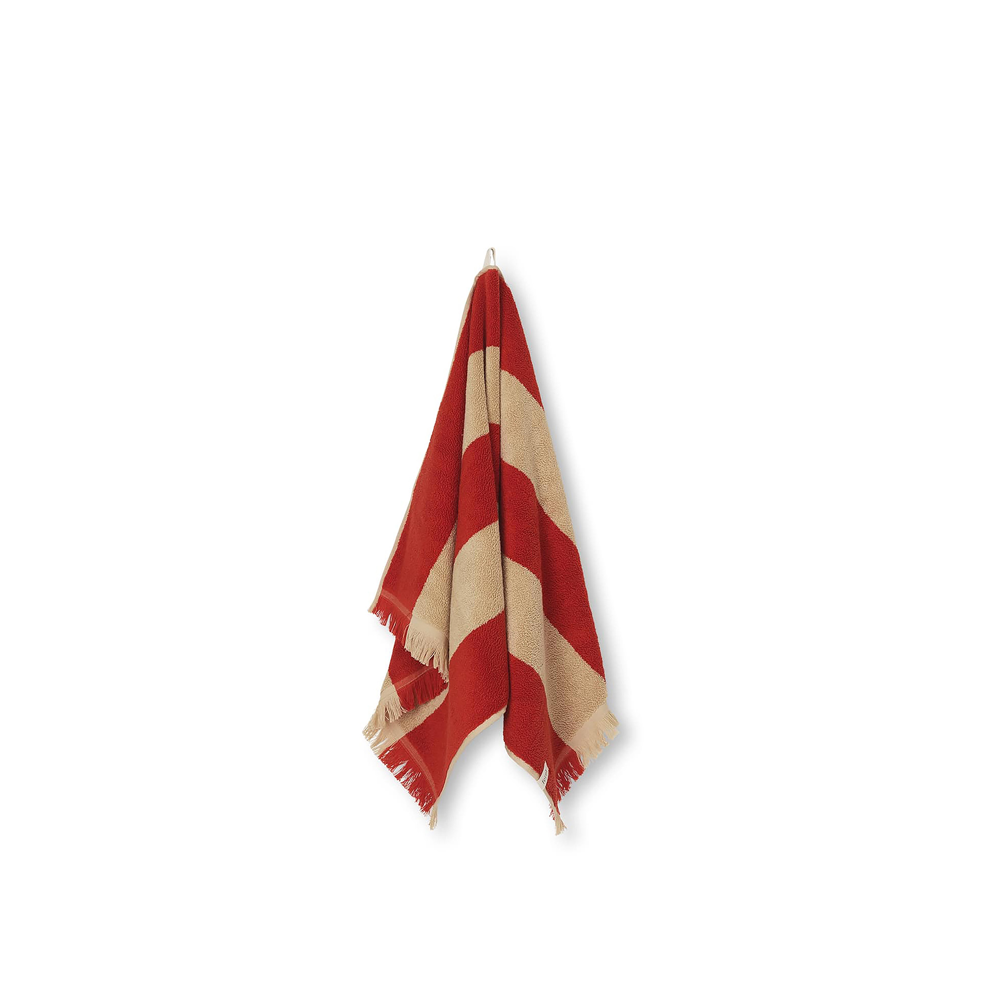 Ferm Living - Alee Hand Towel Light Camel / Red - Håndklær og badehåndklær - Rød,Beige