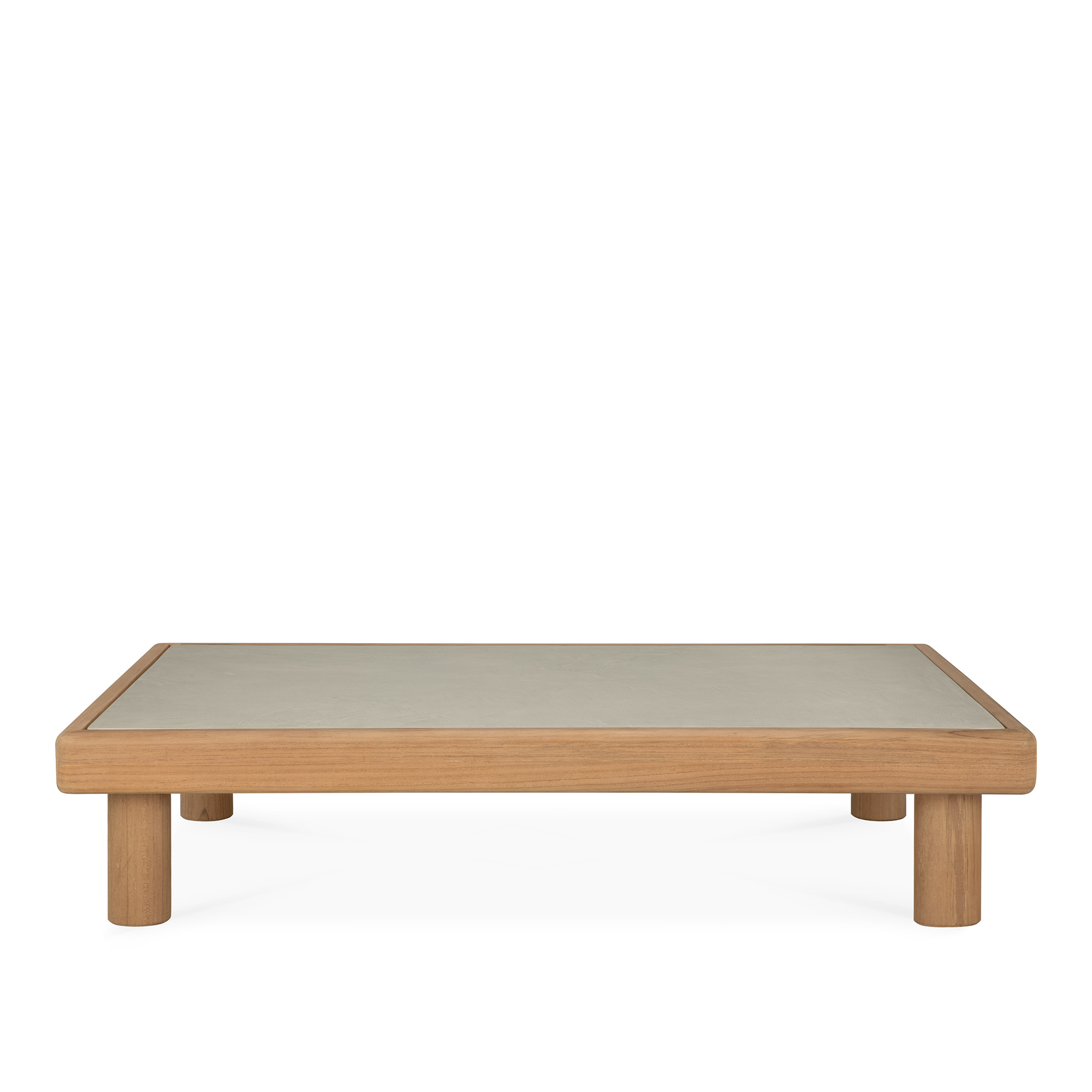 Ethnicraft - Monocle outdoor coffee table - varnished concrete top - Light Grey - teak base - rectangular - Soffbord utomhus - Träfärgad - Trä
