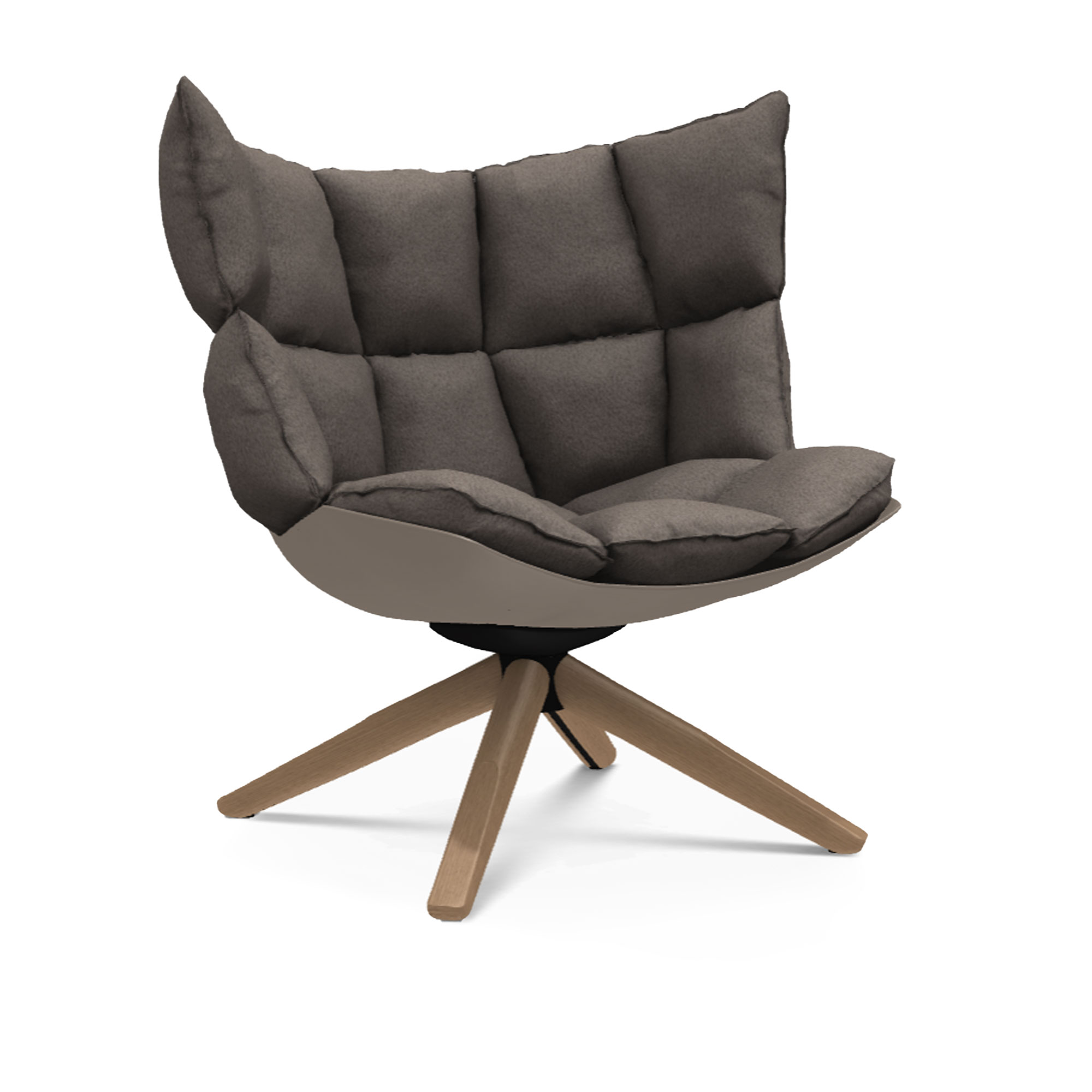 B&B Italia - Husk H2G Cat. M Milo 280 Tortora shell, brushed light oak - Snurrfåtöljer - Patricia Urquiola - Grå - Trä/Textilmaterial/Syntetiskt