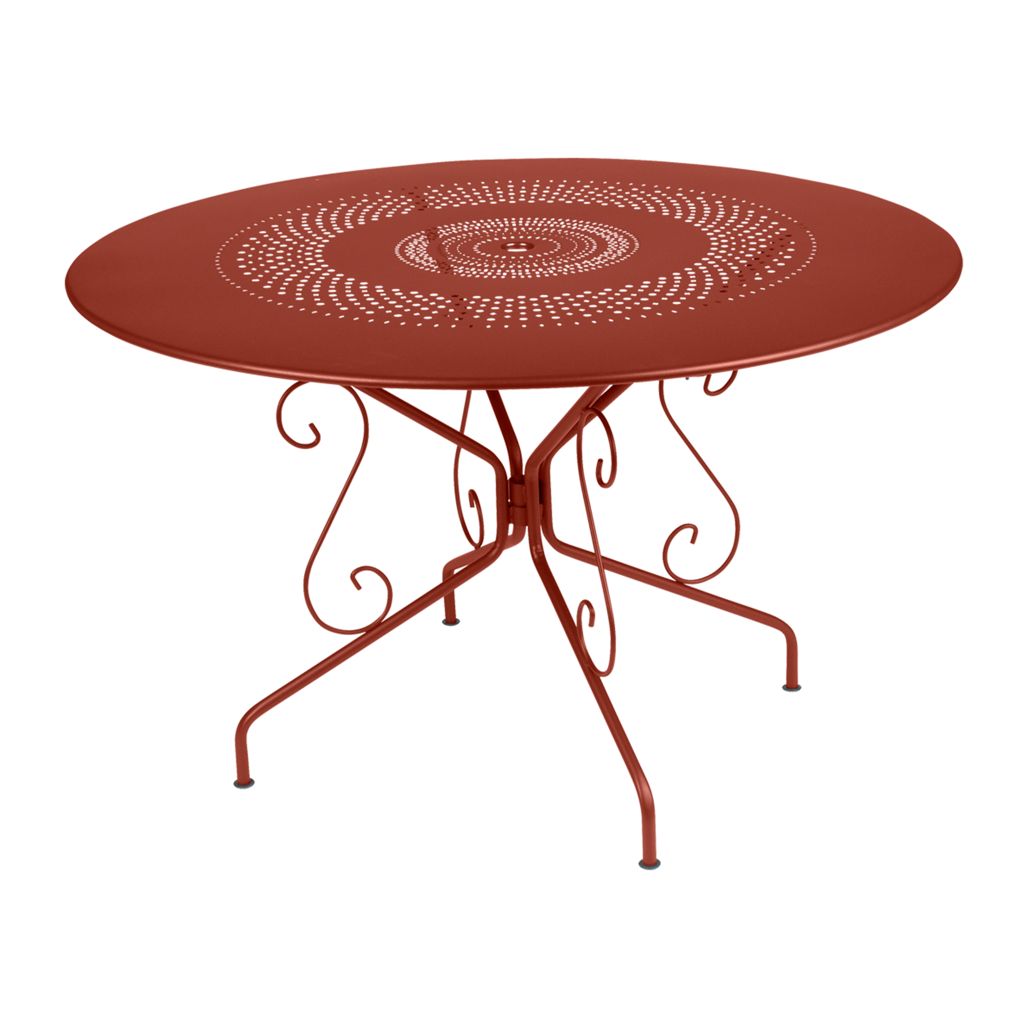 Fermob - Montmartre Table Ø 117 cm, Red Ochre - Matbord utomhus - Röd - Metall
