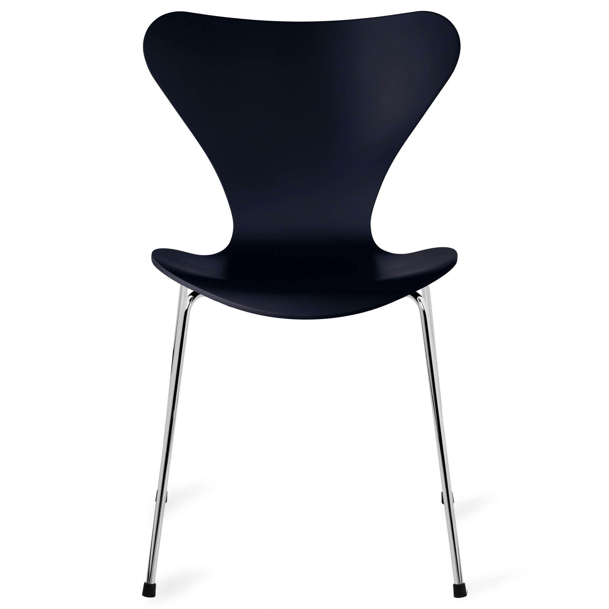 Fritz Hansen - Sjuan 3107 stol lackerad bokfanér chrome / midnight blue - Matstolar - Arne Jacobsen - Blå - Metall/Trä | Möbler - Stolar Och Pallar - Matstolar | Möbelexperten