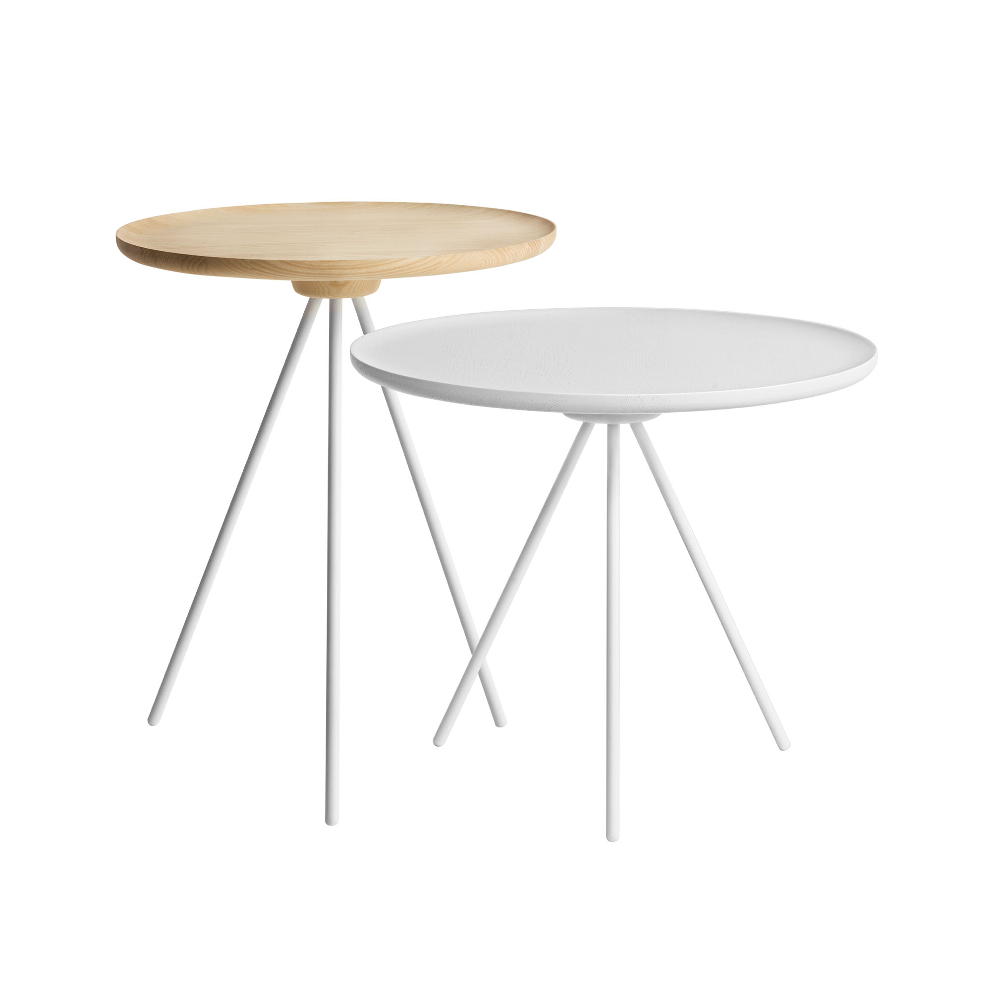 HEM - Key Coffee + Side Table - Ash & White - Småbord & sidobord - GamFratesi - Träfärgad,Vit - Metall/Trä