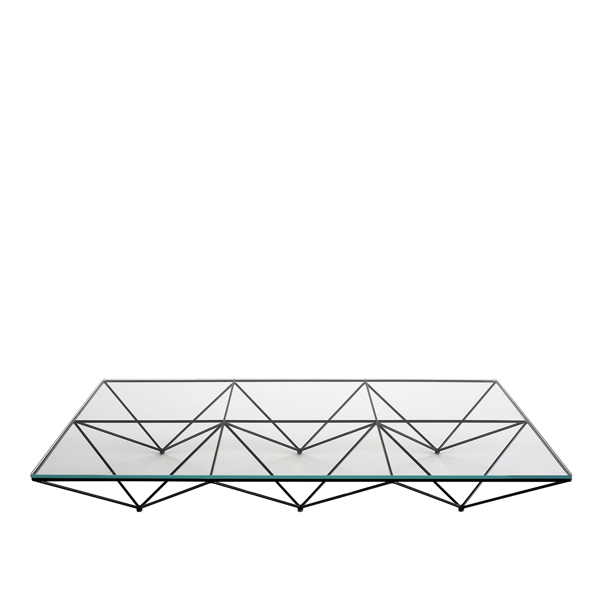 B&B Italia - Alanda Square Small Table, Extra Light Glass, Length 180 cm - Sofabord - Paolo Piva - Gjennomsiktig,Svart - Glass/Metall