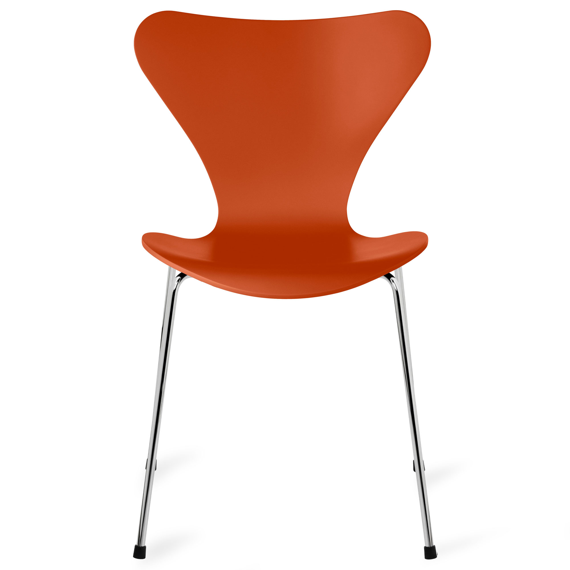 Fritz Hansen - Sjuan 3107 stol lackerad bokfan&eacute;r chrome / paradise orange - Matstolar - Arne Jacobsen - Orange - Metall/Tr&auml;