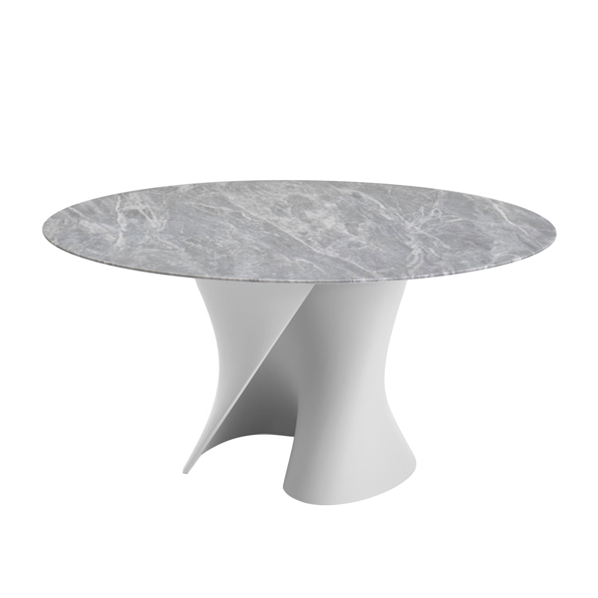 MDF Italia - S Table Marble Top Ø156, Bardiglio Matt Medium Grey, Cristalplant Matt White frame - Matbord - Xavier Lust - Vit - Syntetiskt/Sten