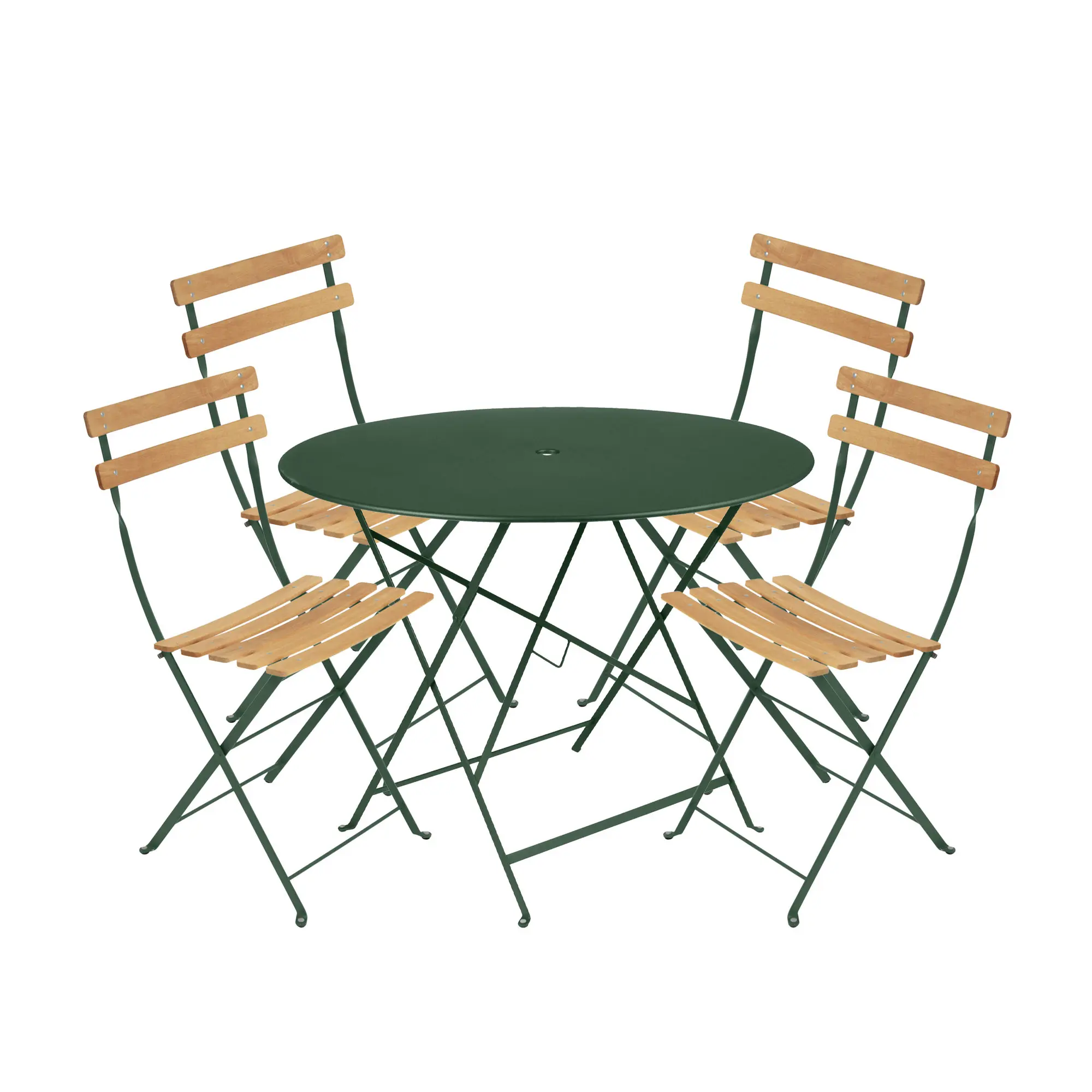 Bistro matgrupp Ø96cm & 4 trä stolar