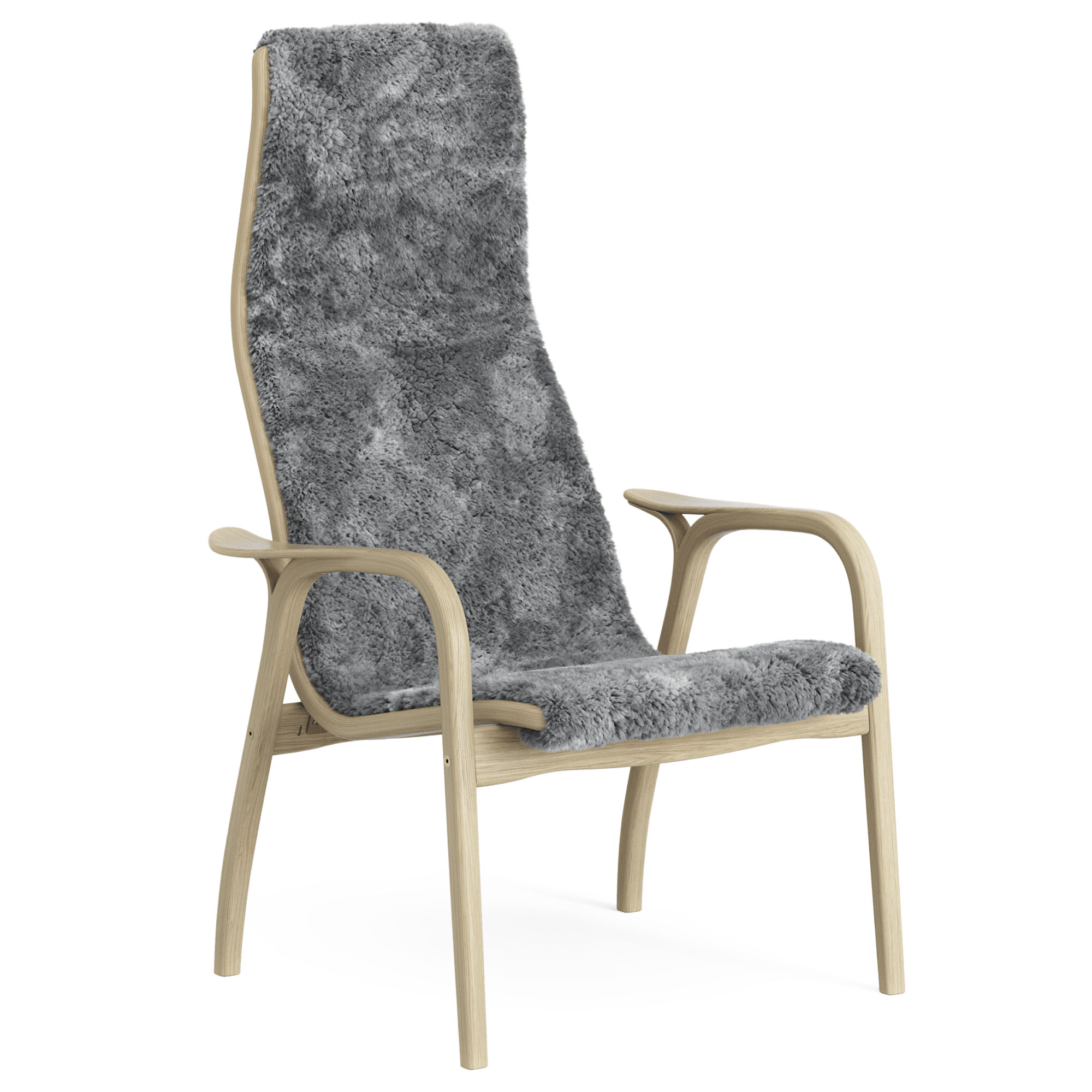 Swedese - Lamino fåtölj naturlackad ek/fårskinn scandinavian grey - Fåtöljer - Yngve Ekström - Grå - Trä/Ull