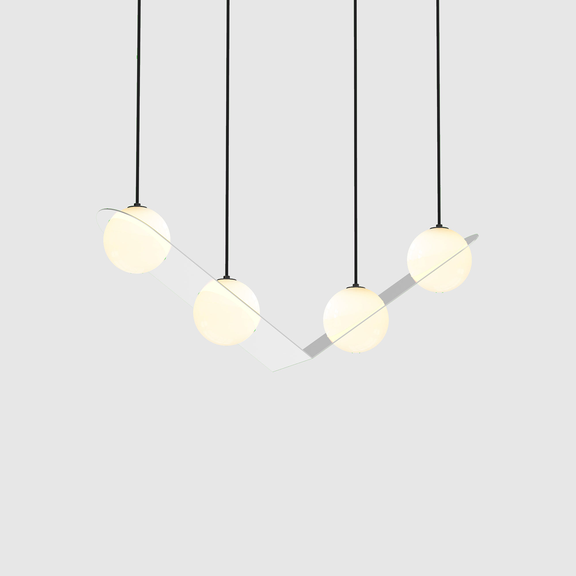 Lambert & Fils - Laurent 02, Parallel, Chrome frame, Black wires, Black canopy - Pendellampor - Silver