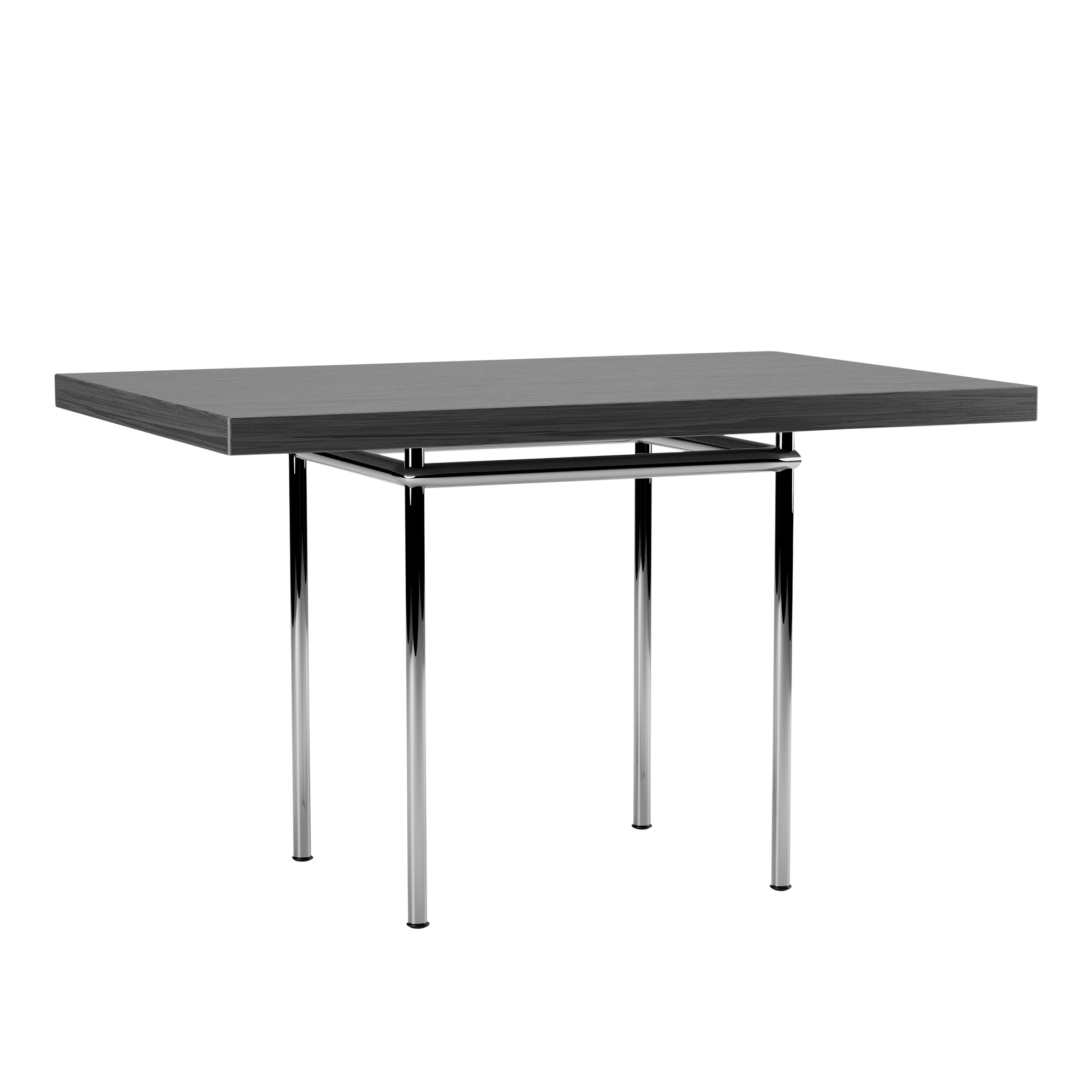 Cassina - LC12 La Roche Table, Chrome Steel Base - Matbord - designer_le_corbusier,designer_pierre_jeanneret - Silver,Svart - Metall/Trä