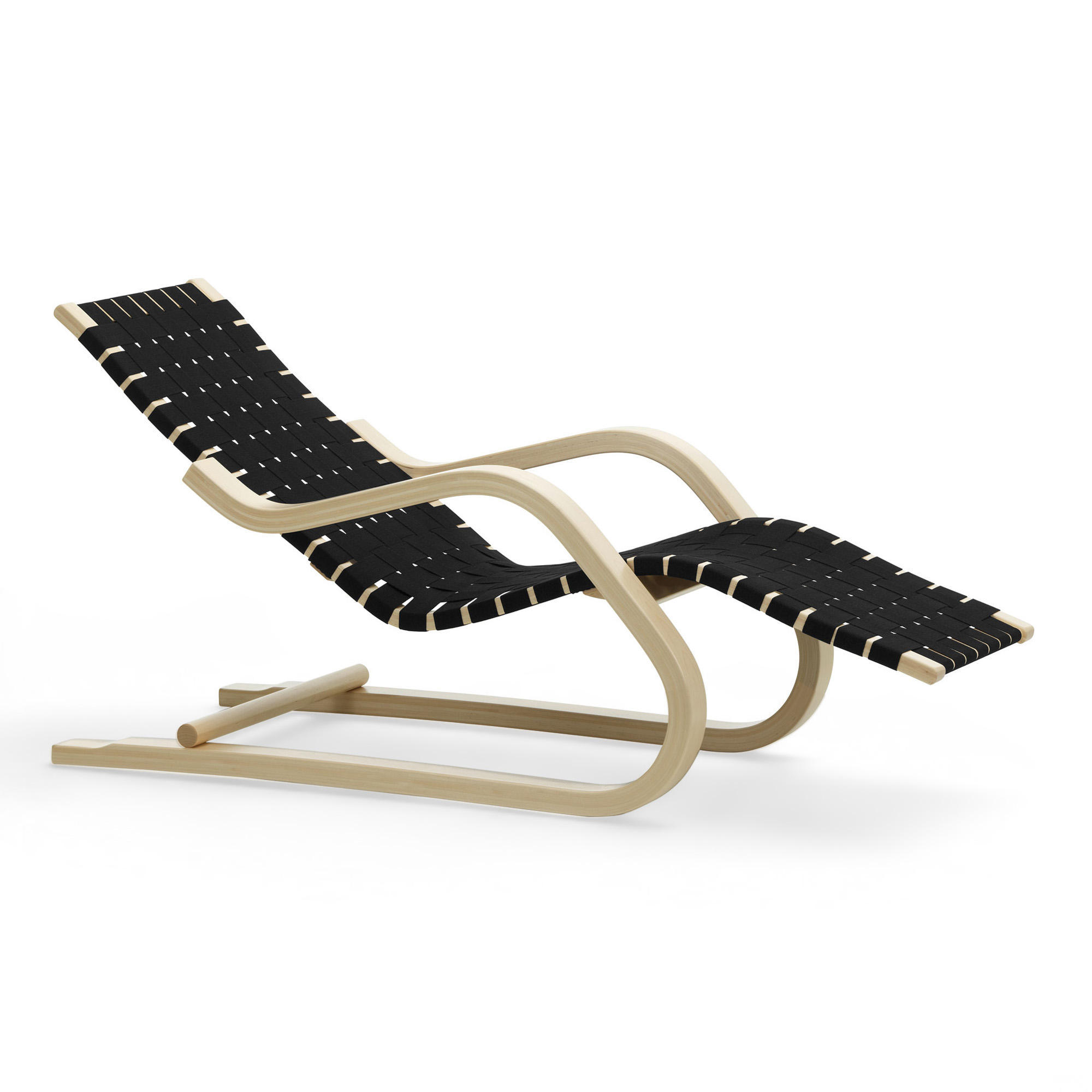 Artek - Lounge Chair 43 Black Blue - F&aring;t&ouml;ljer - Alvar Aalto - Bl&aring; - Tr&auml;/Textilmaterial