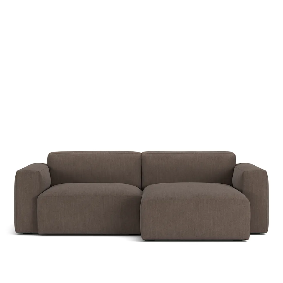 Brick 2-Seater Chaise Lounge Right Shadow Dark Brown Fixed Upholstery