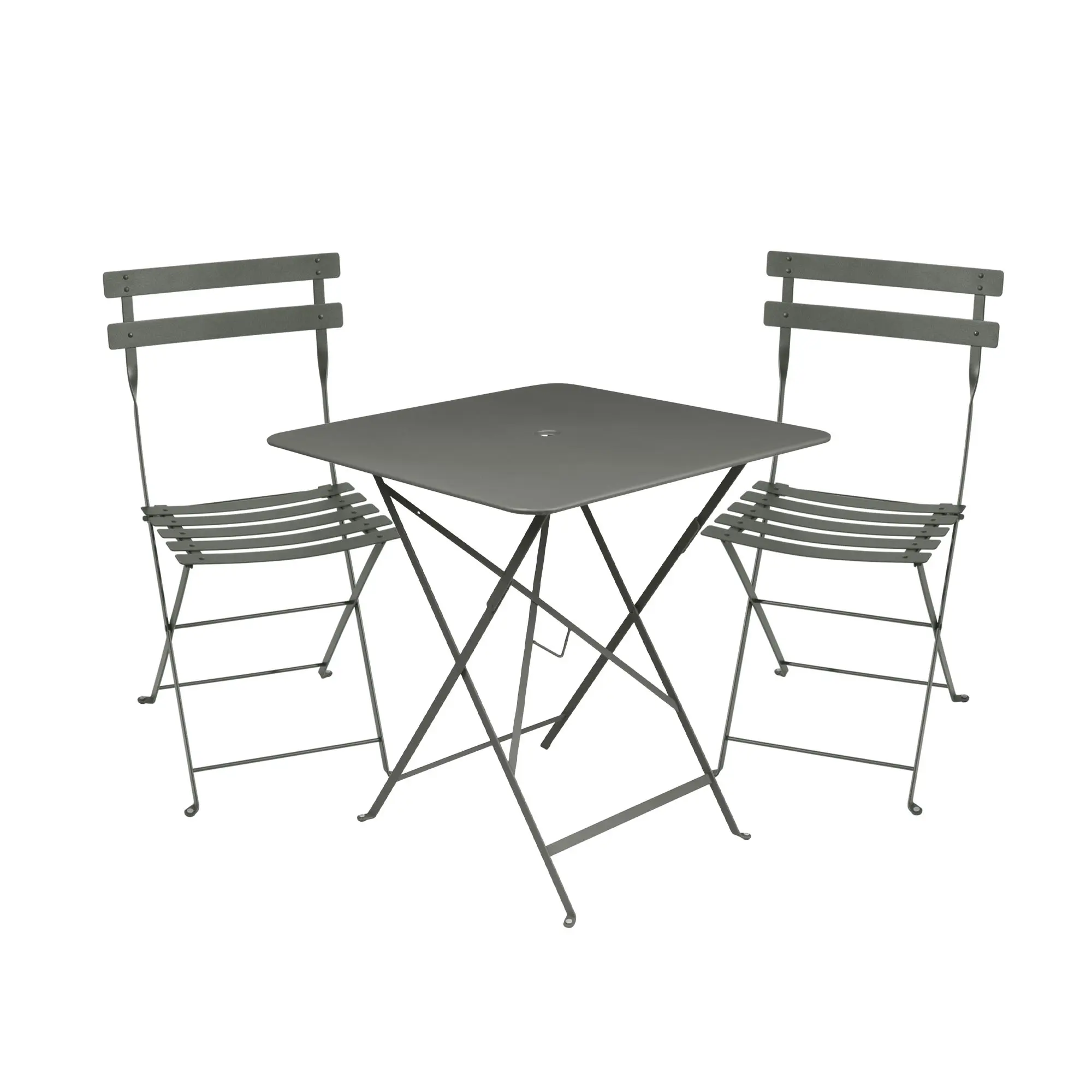 Bistro matgrupp bord 71cm & 2 metall stolar
