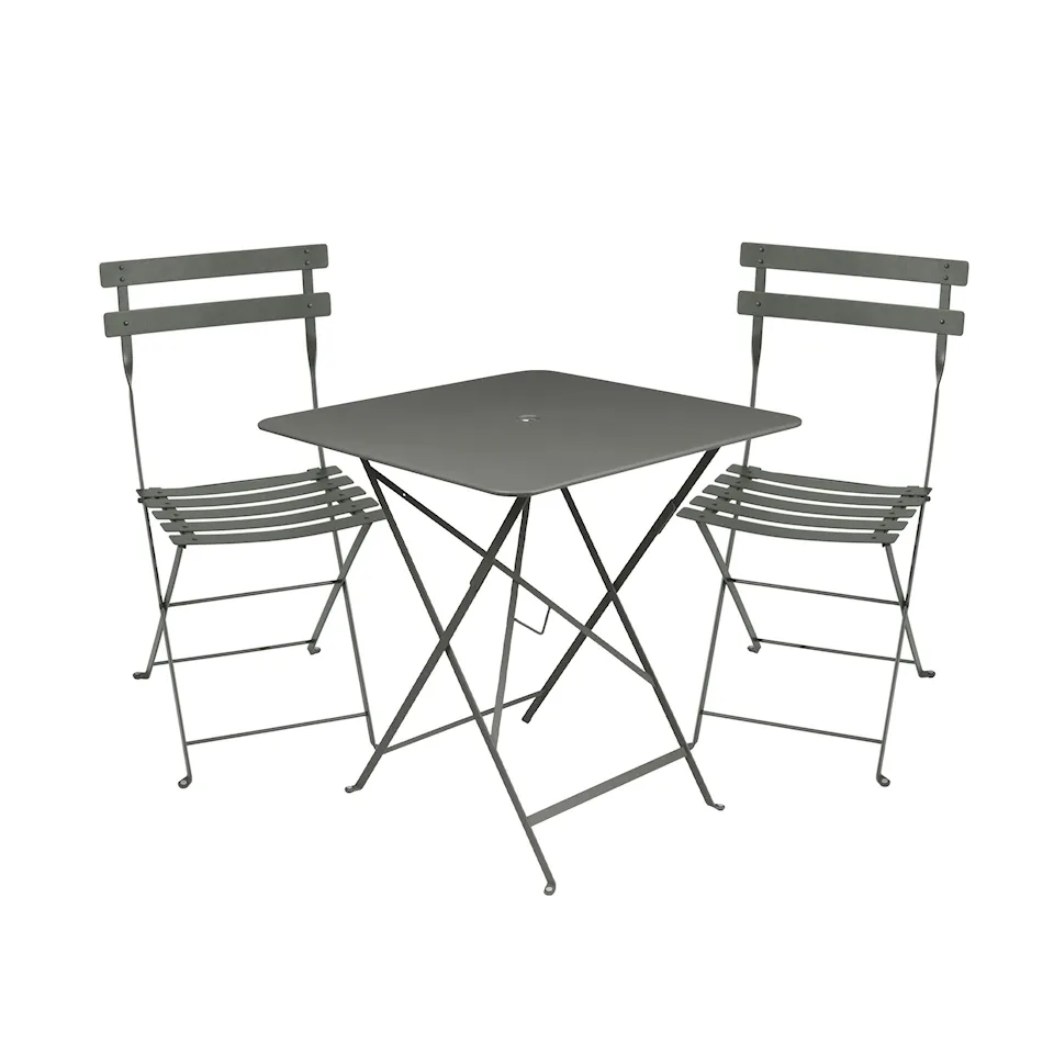 Bistro matgrupp bord 71cm & 2 metall stolar