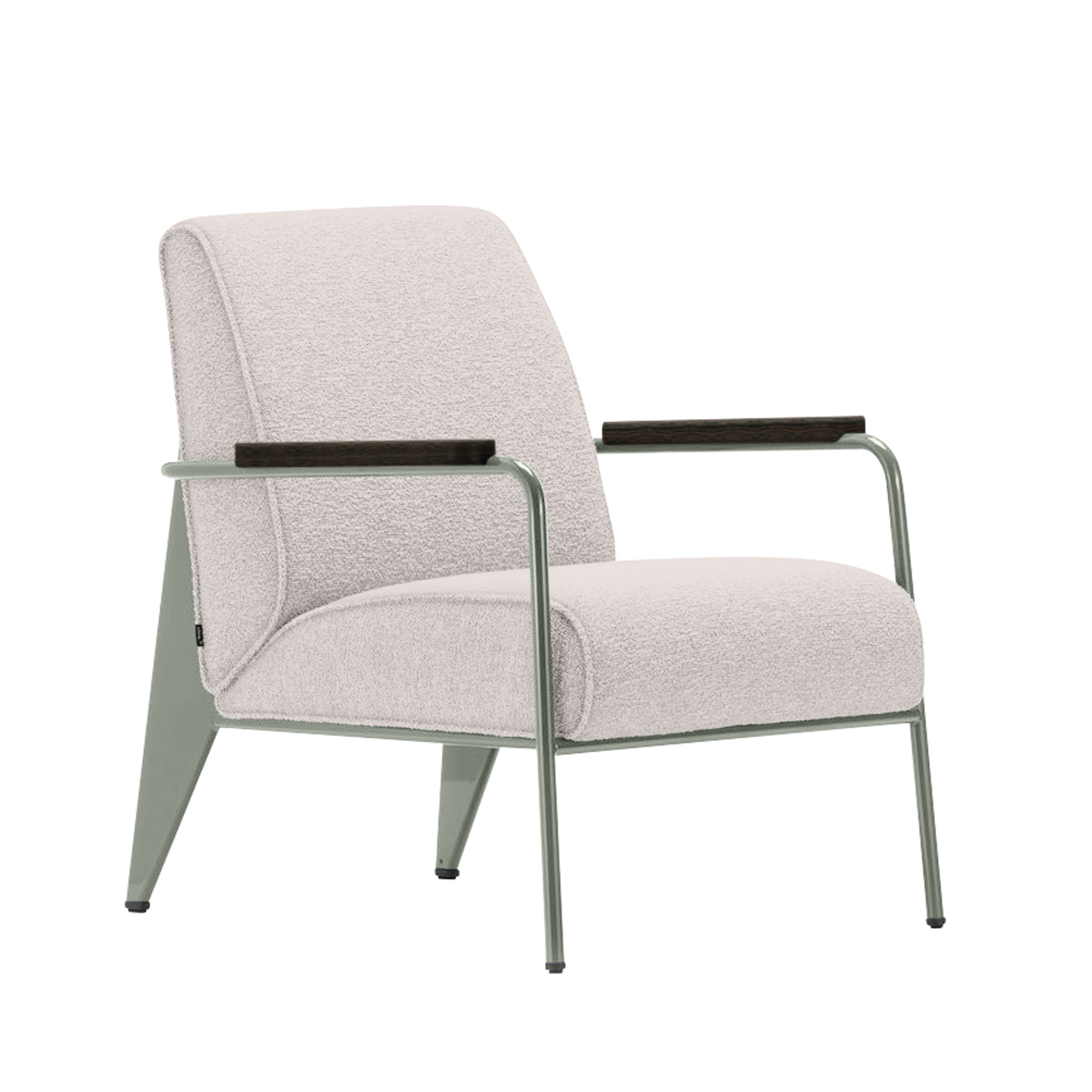Vitra - Fauteuil de Salon, Prouvé Gris Vermeer, Dark Oak, Fabric Cat. F100 Nubia Col. 01 Ivory/Perle - Fåtöljer - Jean Prouvé - Vit - Metall/Trä/Skum