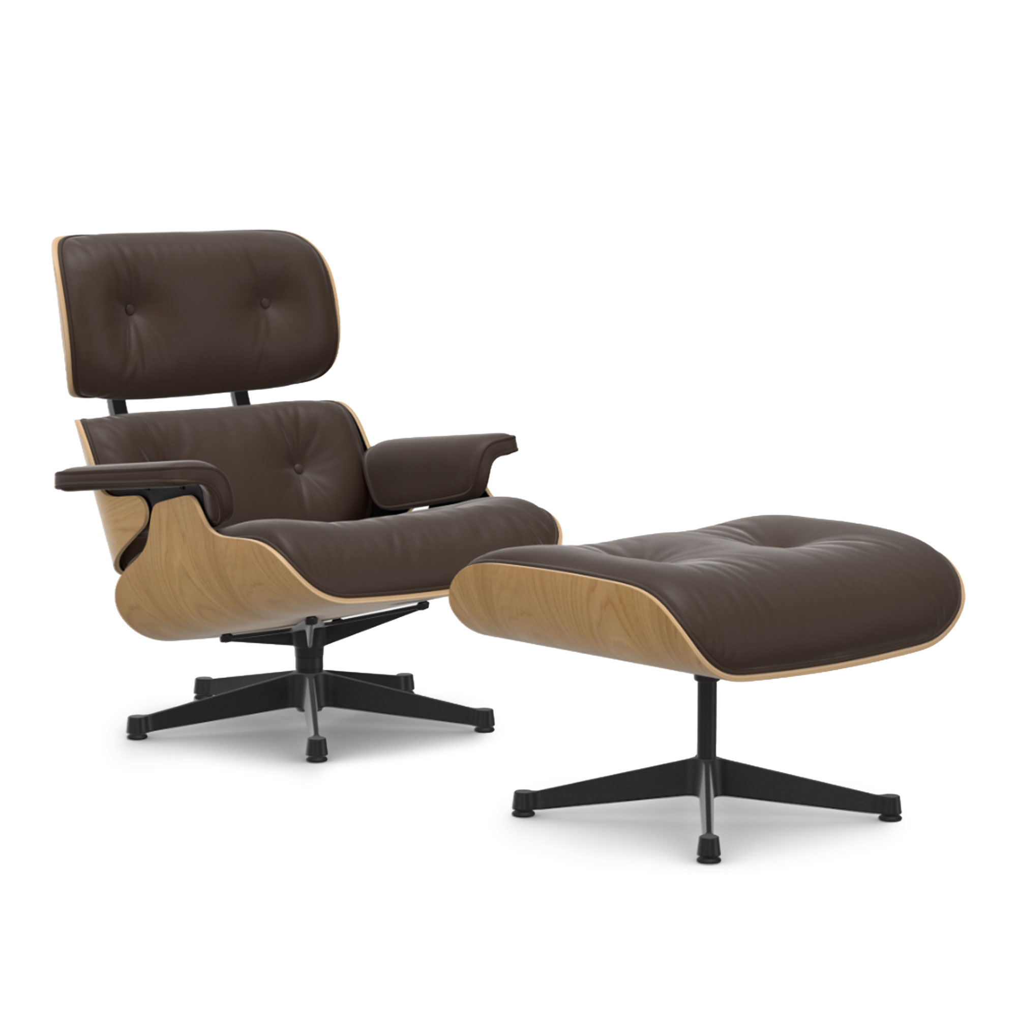 Vitra - Eames Lounge Set Natural Chestnut Leather Premium Marron 69 Deep Black - Fåtöljer - Charles & Ray Eames - Brun | Möbler - Fåtöljer Och Puffar - Fåtöljer | Möbelexperten