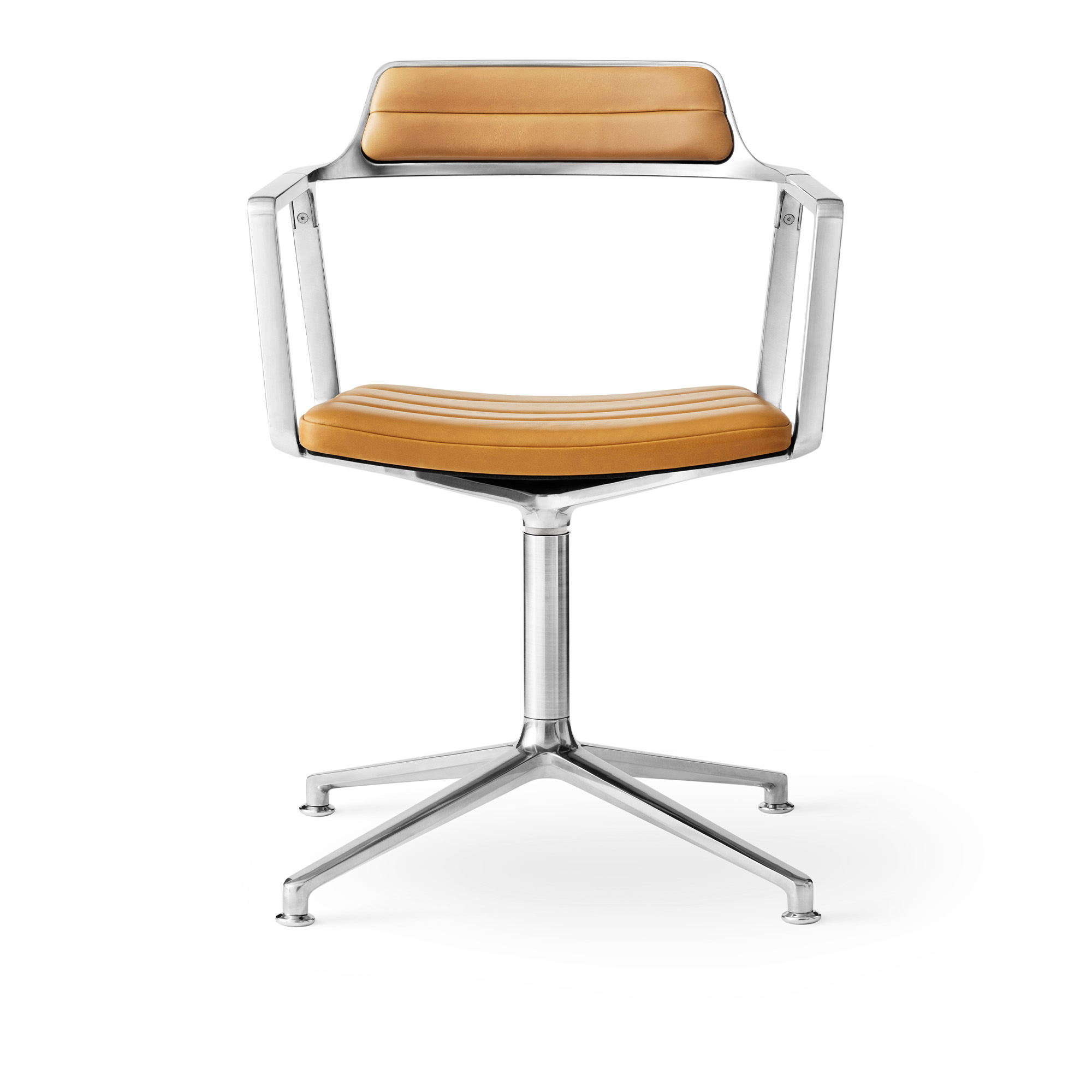 vipp - vipp452 kontorstol polerad ram med läder camel - kontorsstolar - brun