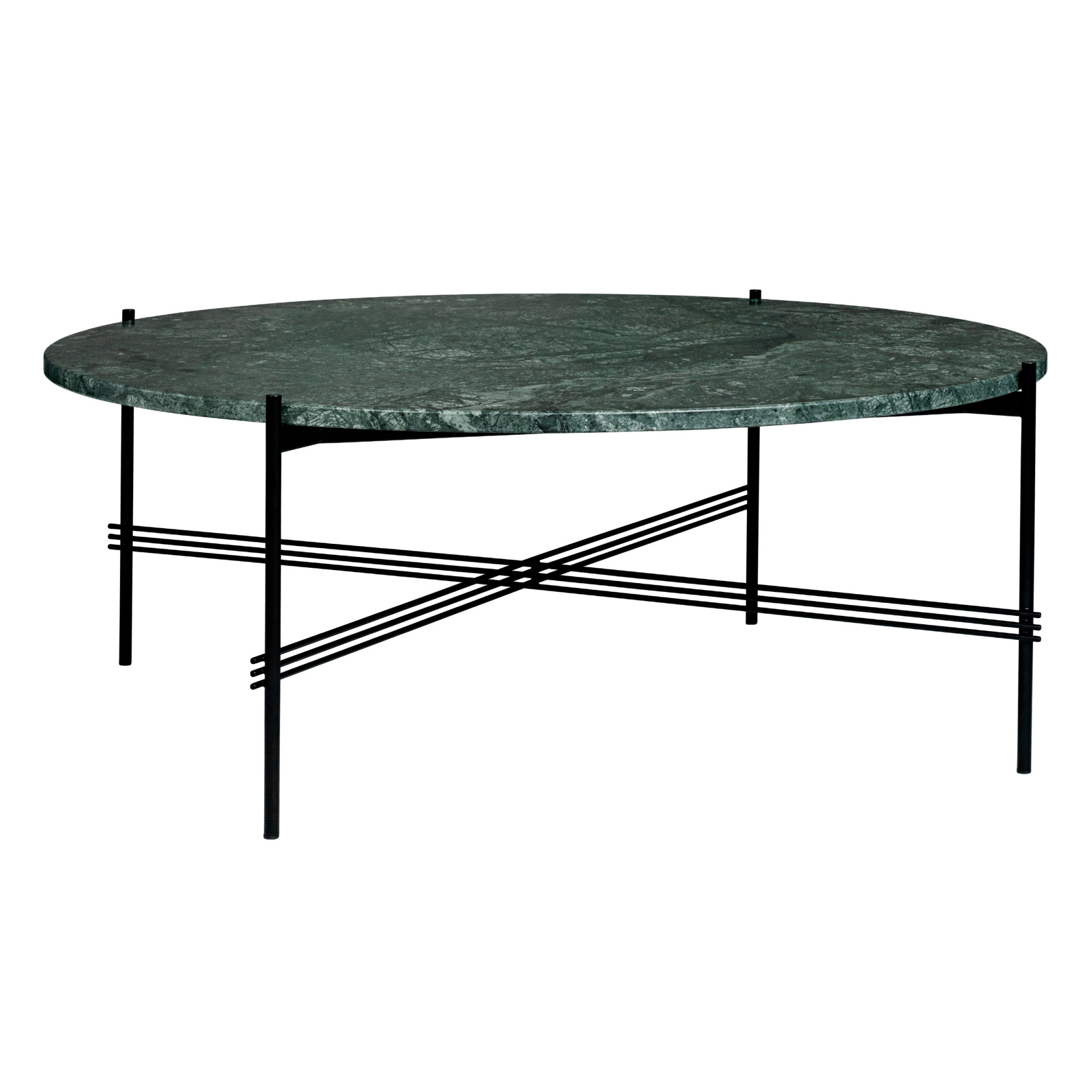 Gubi - TS Soffbord Ø 105 H. 40, Top: Verde Guatemala Marble, Base: Black - Soffbord - GamFratesi - Grön - Sten