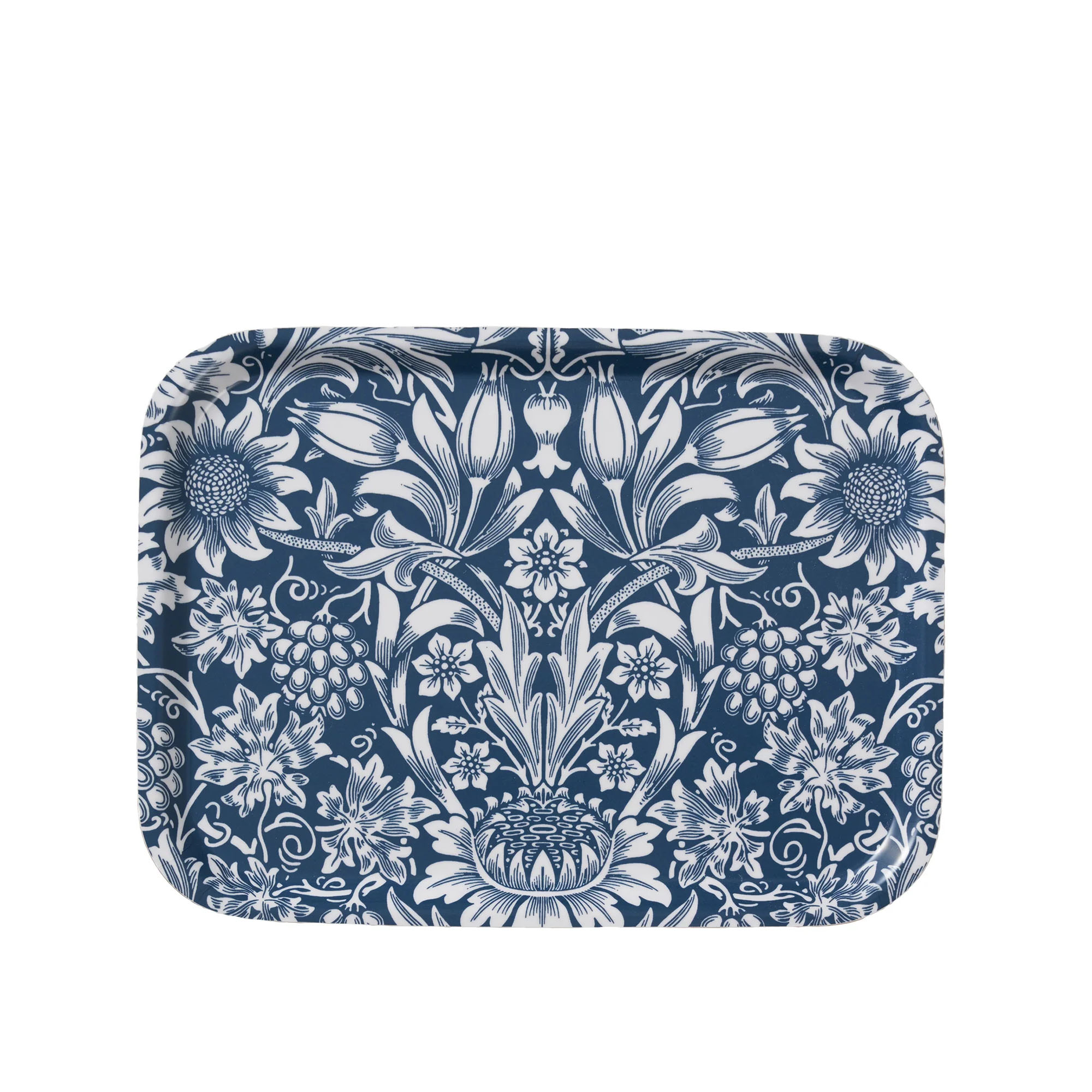 Klippan Yllefabrik - Sunflower Rectangular Tray Dark Denim - Serveringsbrett - William Morris - Tre