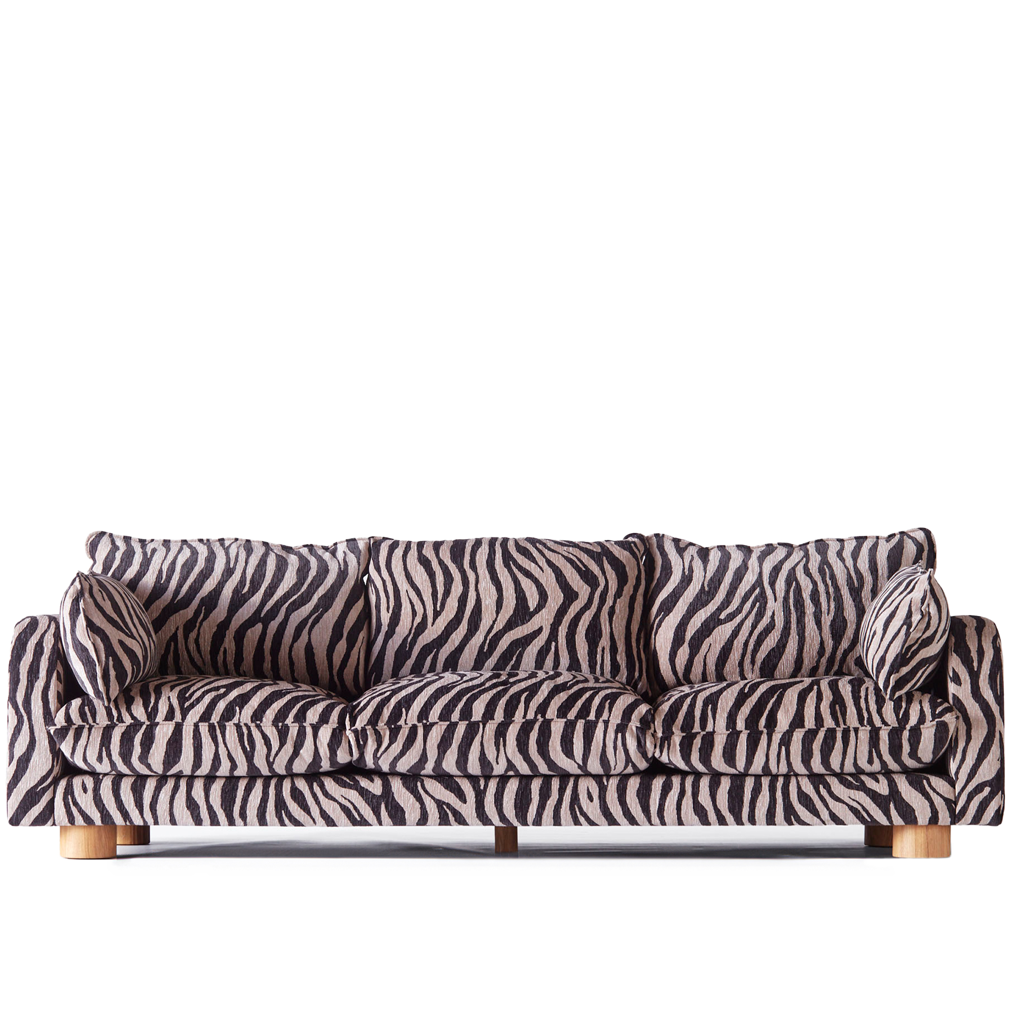 dusty deco - miles sofa zebra - soffor - mer arkitekter - mönstrad - dun/trä/skum
