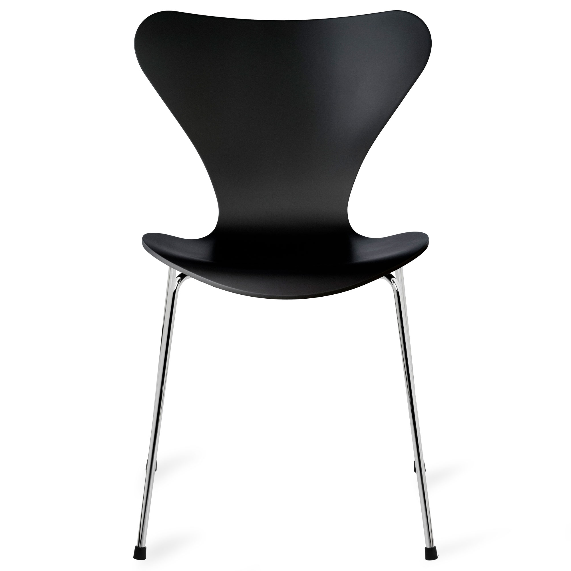 Fritz Hansen - Sjuan 3107 stol lackerad bokfanér chrome / black - Matstolar - Arne Jacobsen - Svart - Metall/Trä | Möbler - Stolar Och Pallar - Matstolar | Möbelexperten