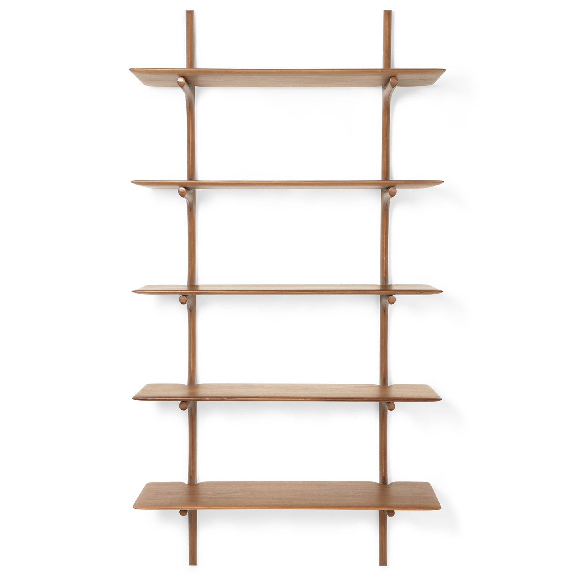 Ethnicraft - PI Wall Shelf - Varnished Mahogany - 5 Shelves - Vägghyllor - Alain Van Havre - Träfärgad - Trä | Möbler - Förvaring Och Hyllor - Vägghyllor | Möbelexperten