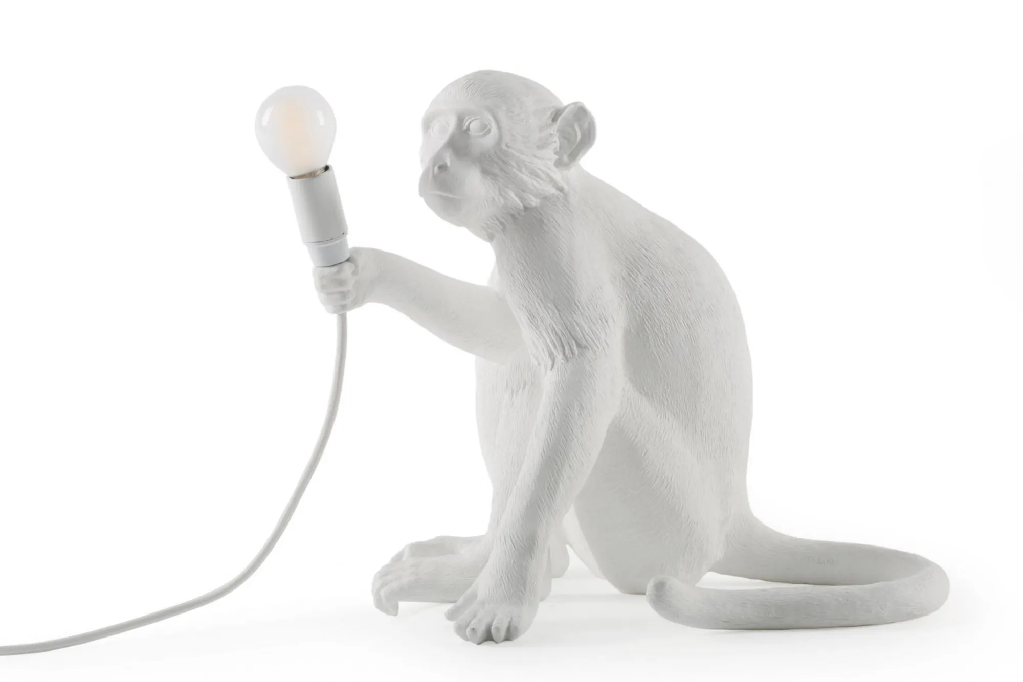 Monkey Lamp Sitting White