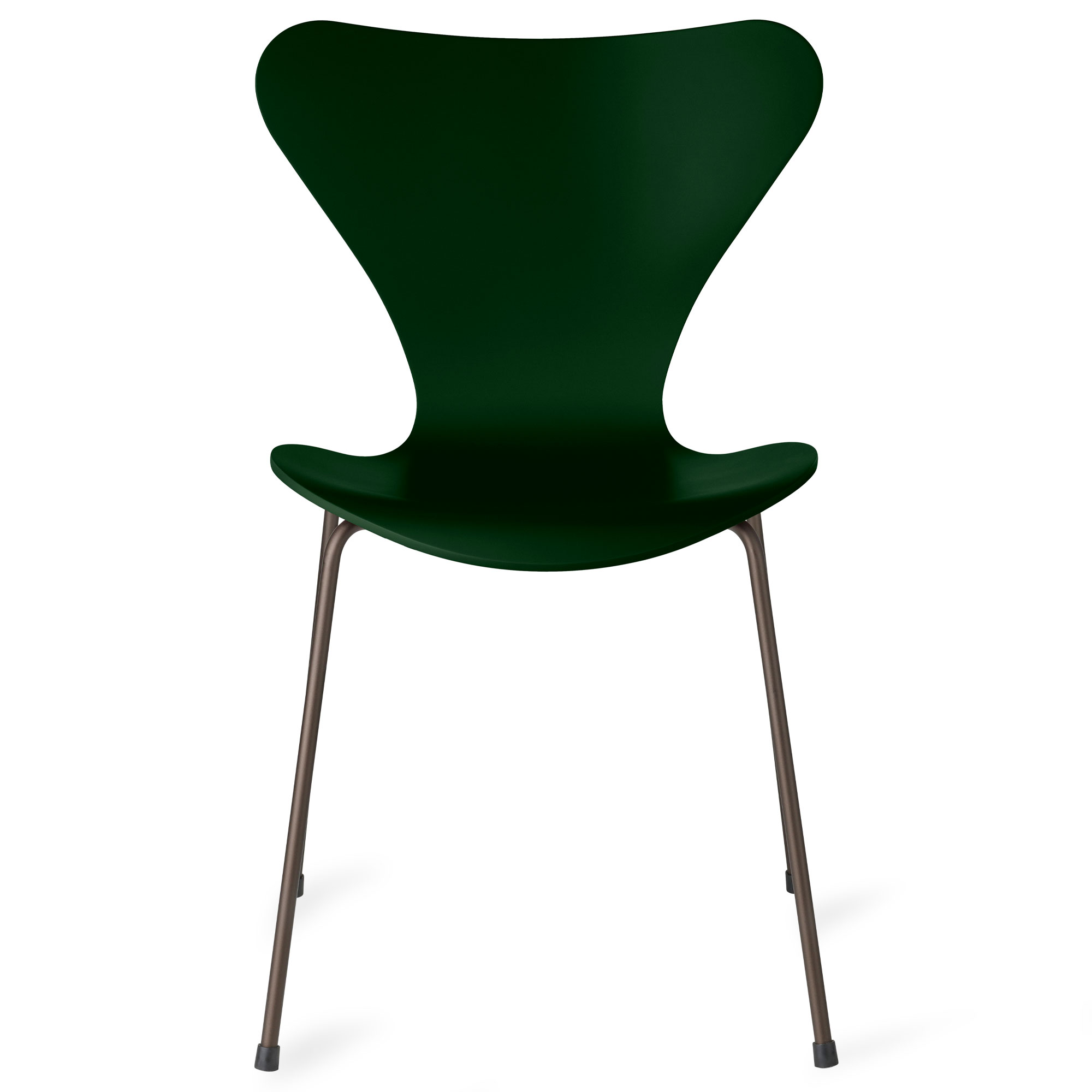 Fritz Hansen - Sjuan 3107 stol lackerad bokfan&eacute;r brown bronze / evergreen - Matstolar - Arne Jacobsen - Gr&ouml;n - Metall/Tr&auml;