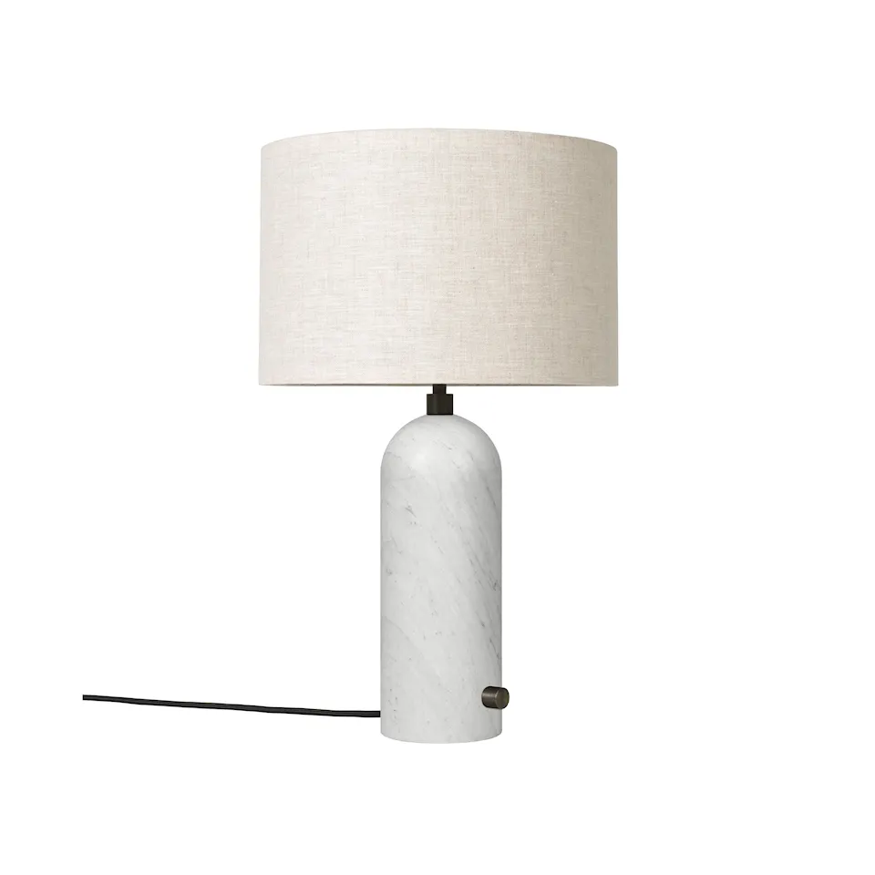 Gravity bordslampa small vit marmor