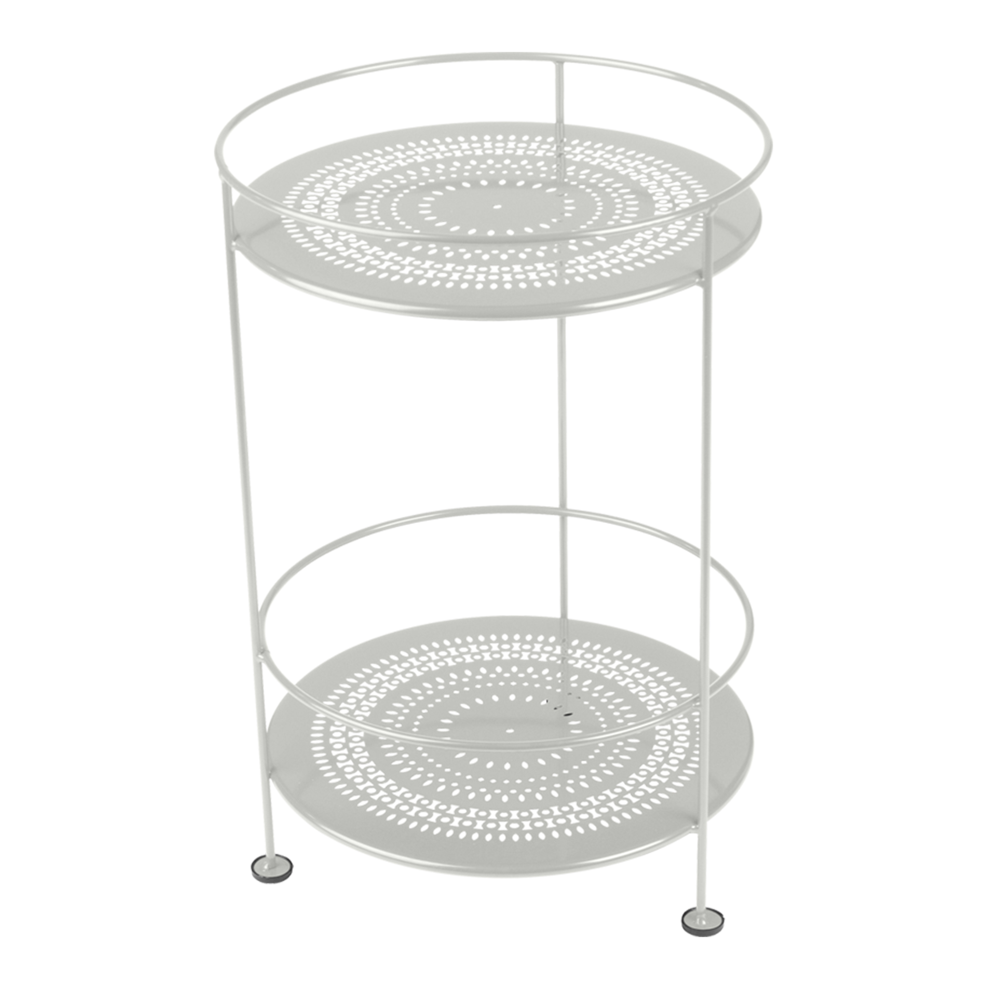 Fermob - Guinguette Side Table With Perforated Double Top Steel Grey 38 - Småbord & Sidobord utomhus - Metall