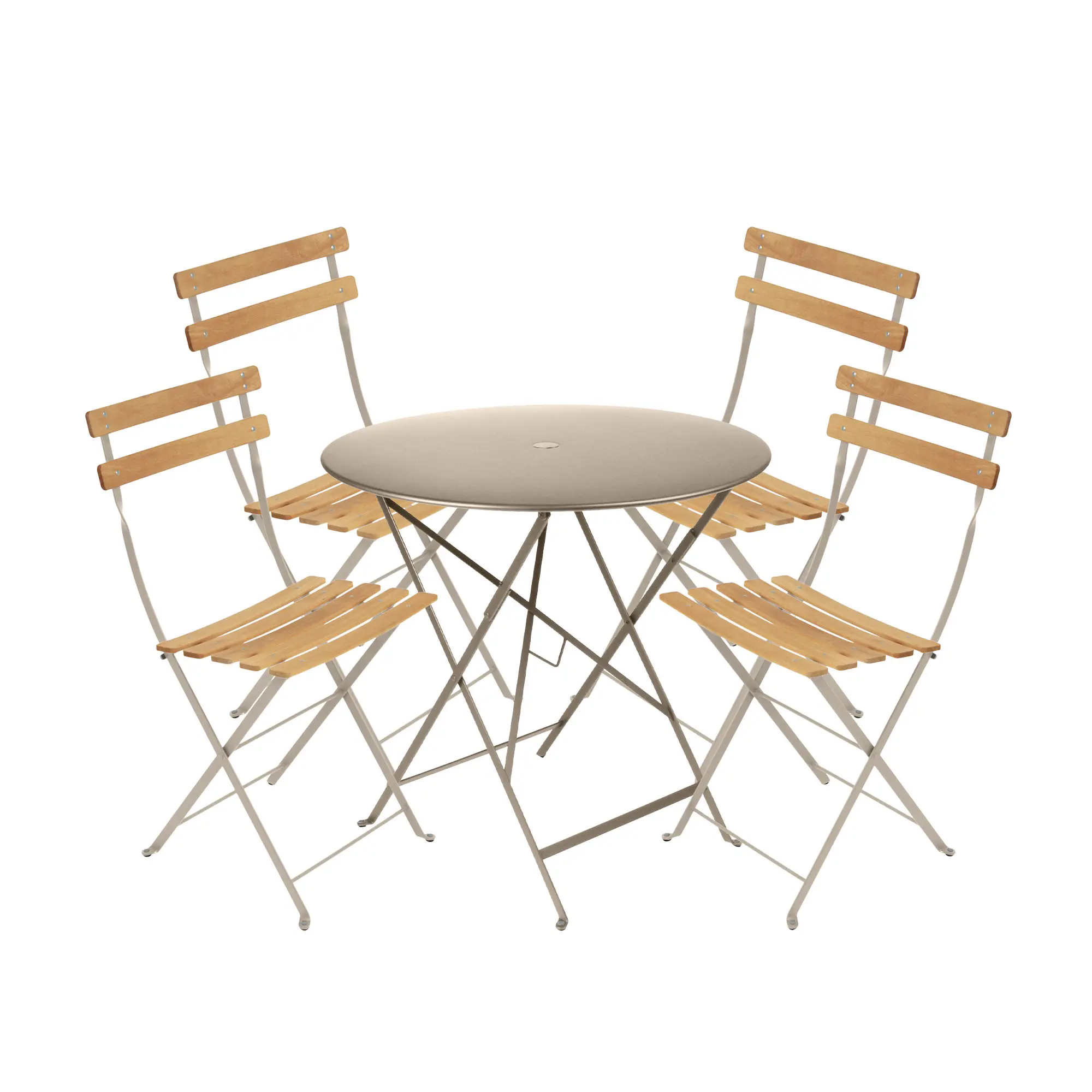 Bistro matgrupp bord 77cm & 4 trä stolar