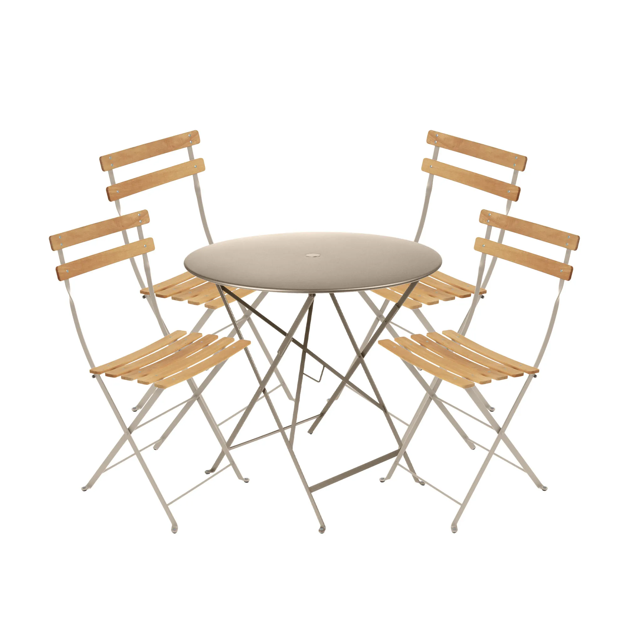 Bistro matgrupp bord 77cm & 4 trä stolar
