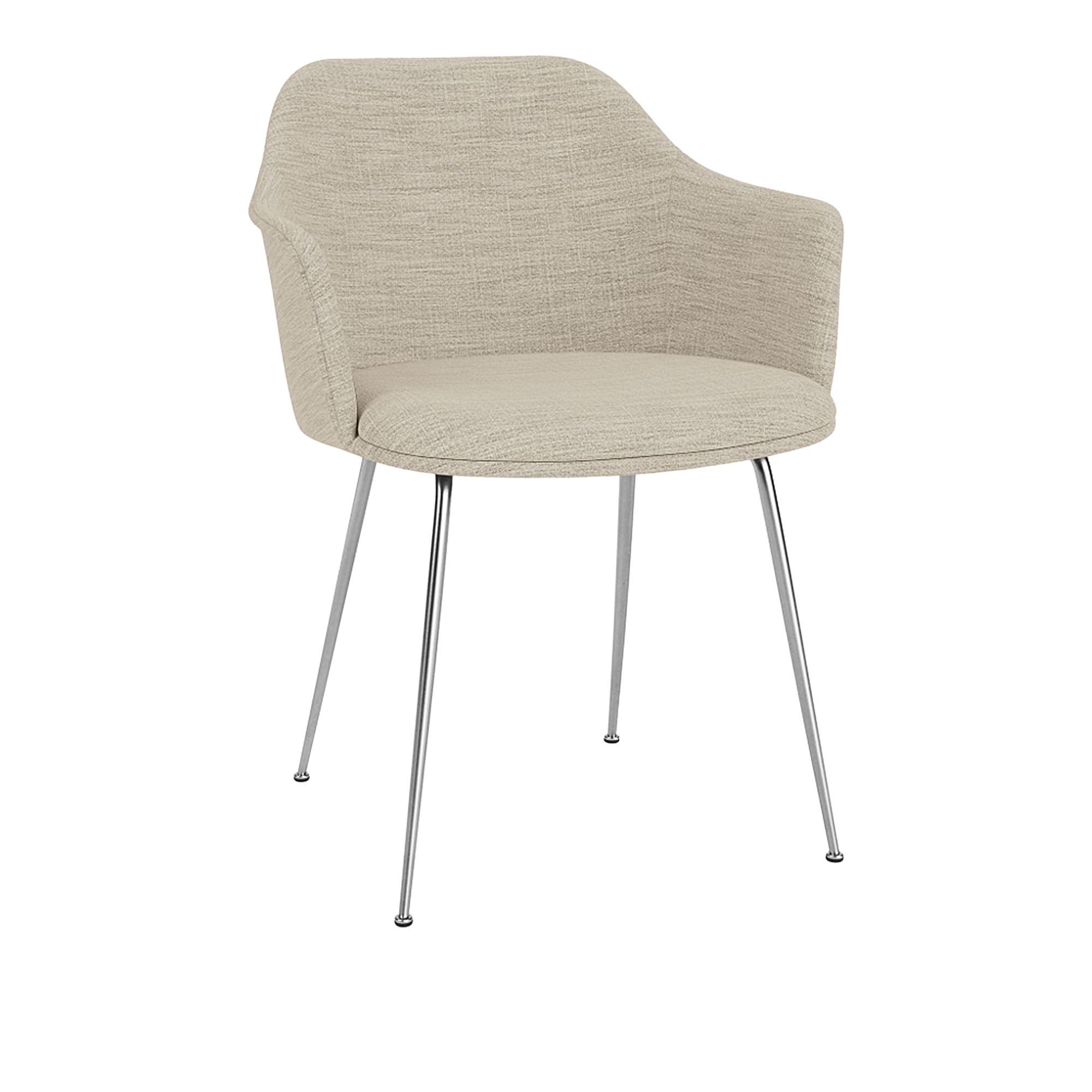 &Tradition - Rely Armchair HW36 Seat Cushion, Chrome Base Fabric Cat.2 Col 05 Ruskin - Matstolar - Hee Welling - Beige - Textilmaterial/Syntetiskt/Plast